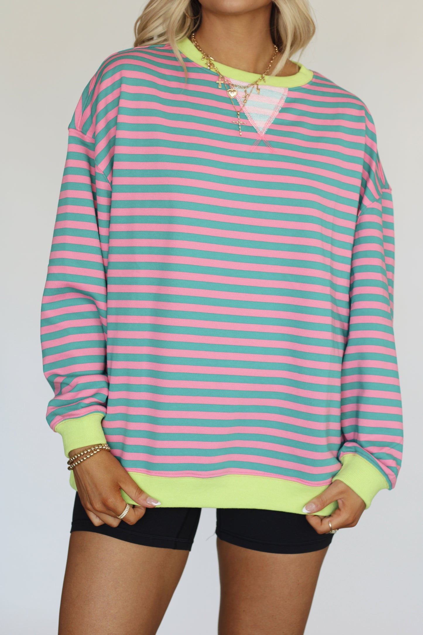 Jet Setter Striped Top- Pink/Turquoise