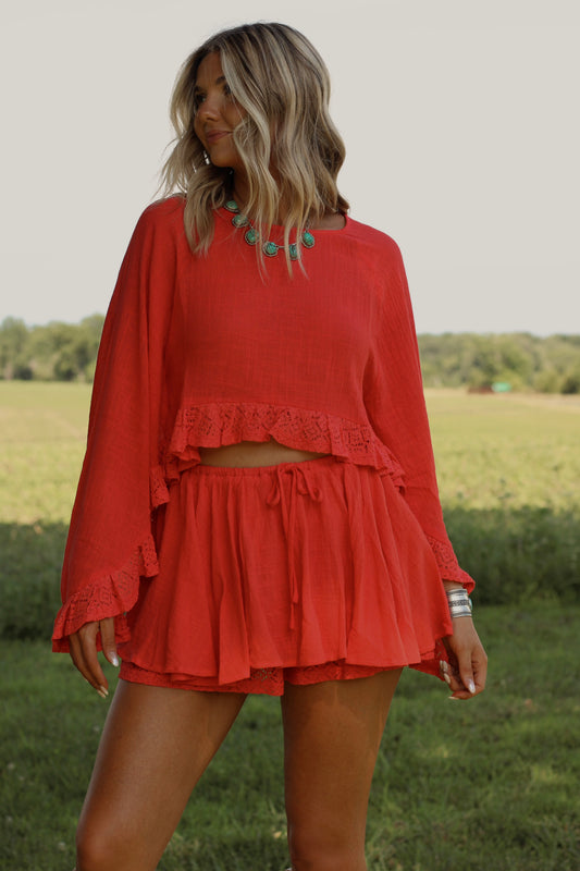 *PRE ORDER* Be Her Bell-Sleeve Top- Honey Orange 6/24