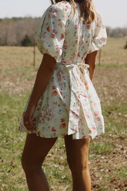 Blush Garden Mini Dress- Cream
