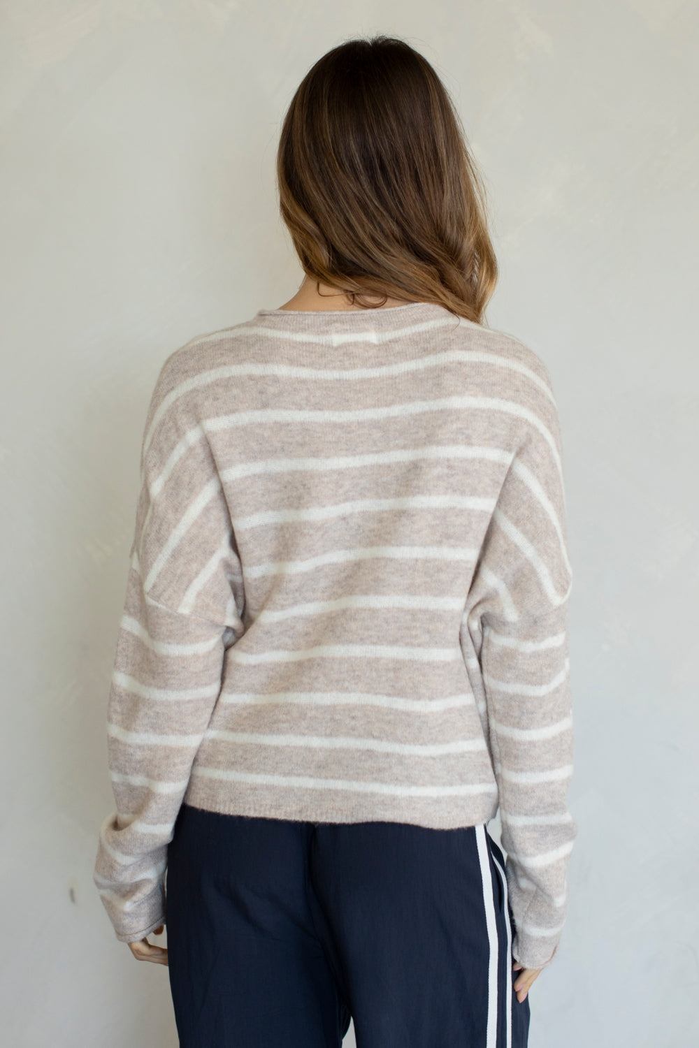 Haven Cardigan- Beige Stripe