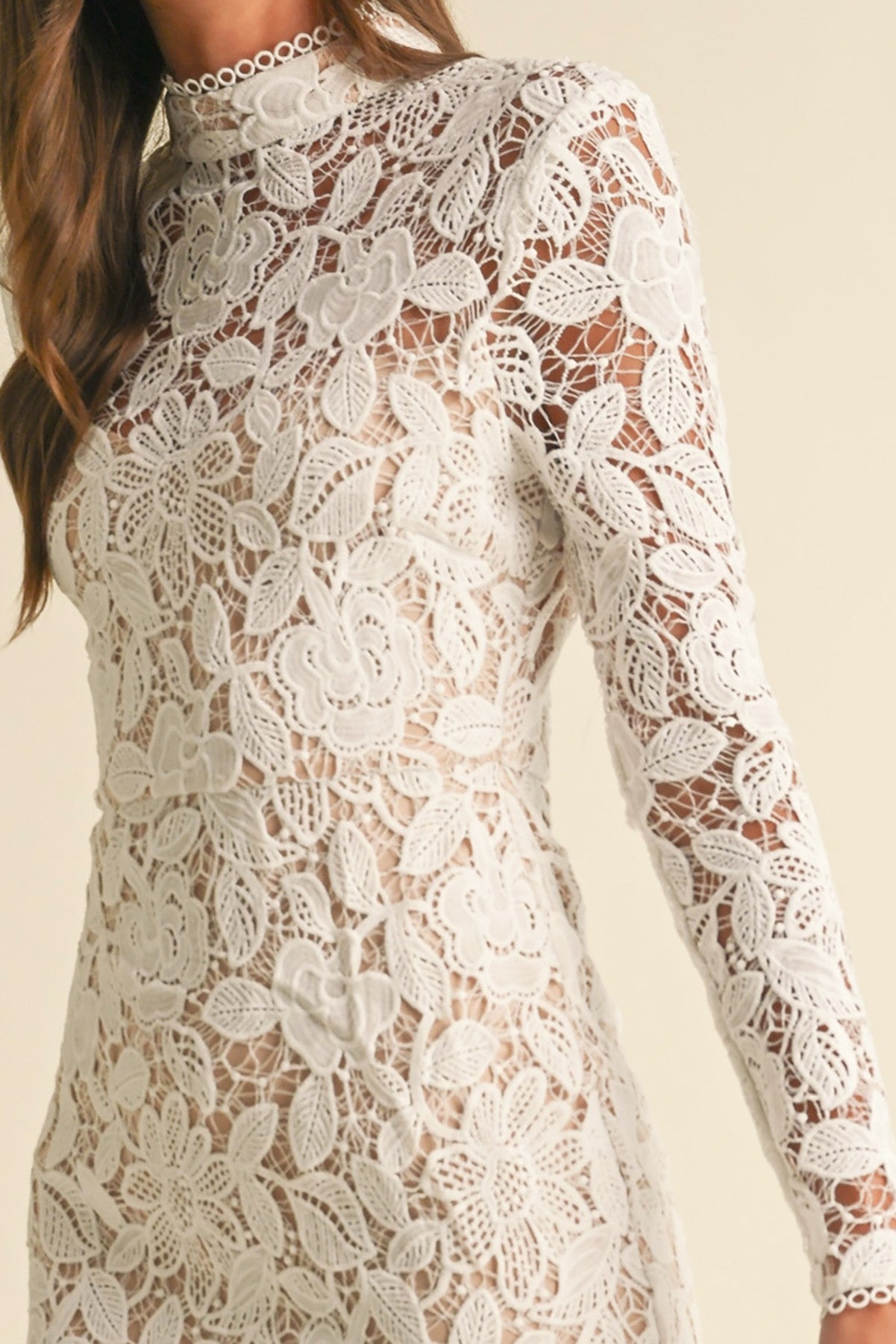 Forever & Ever Floral Lace Midi Dress- White