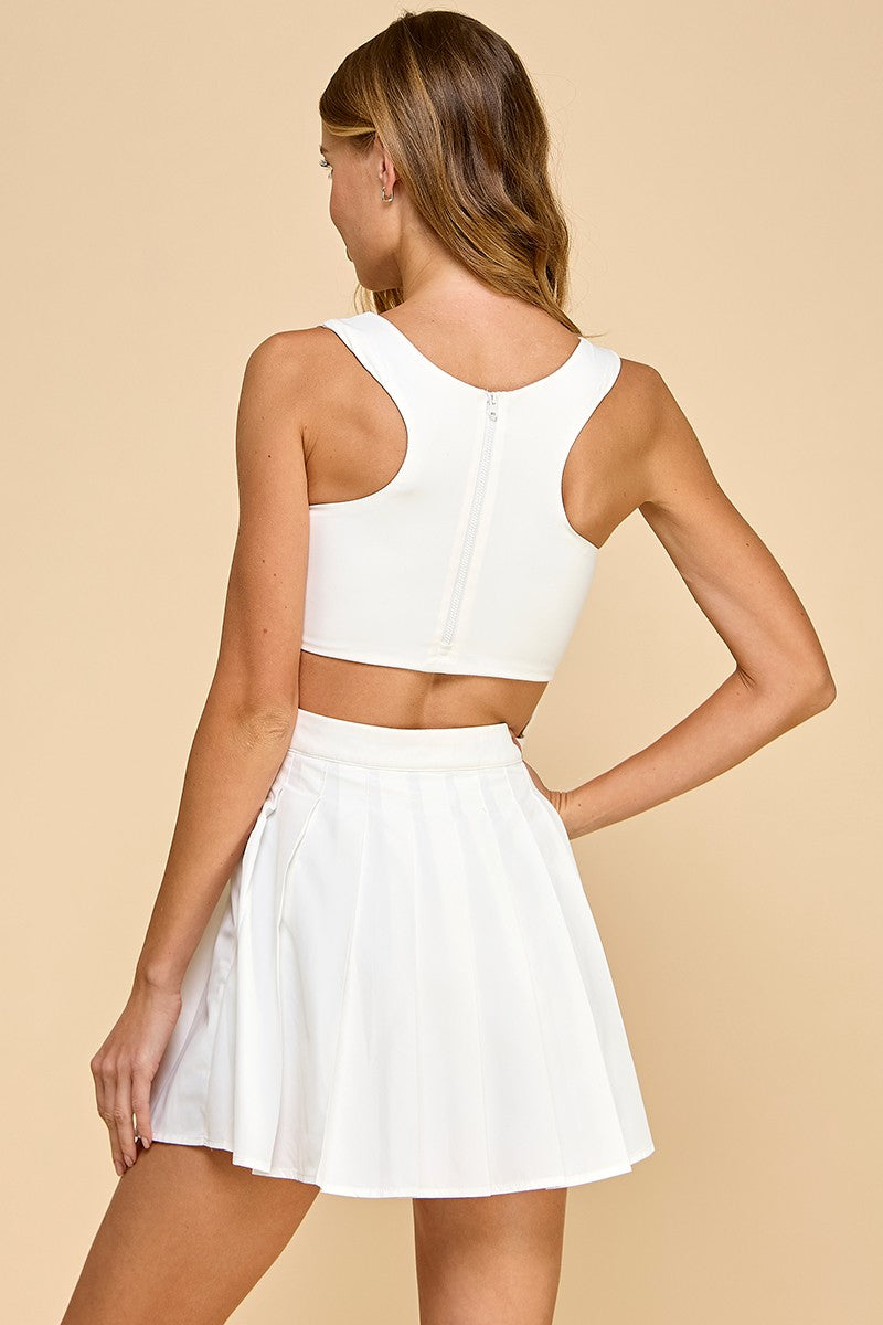 Rise and Shine Athletic Tank Dress- White