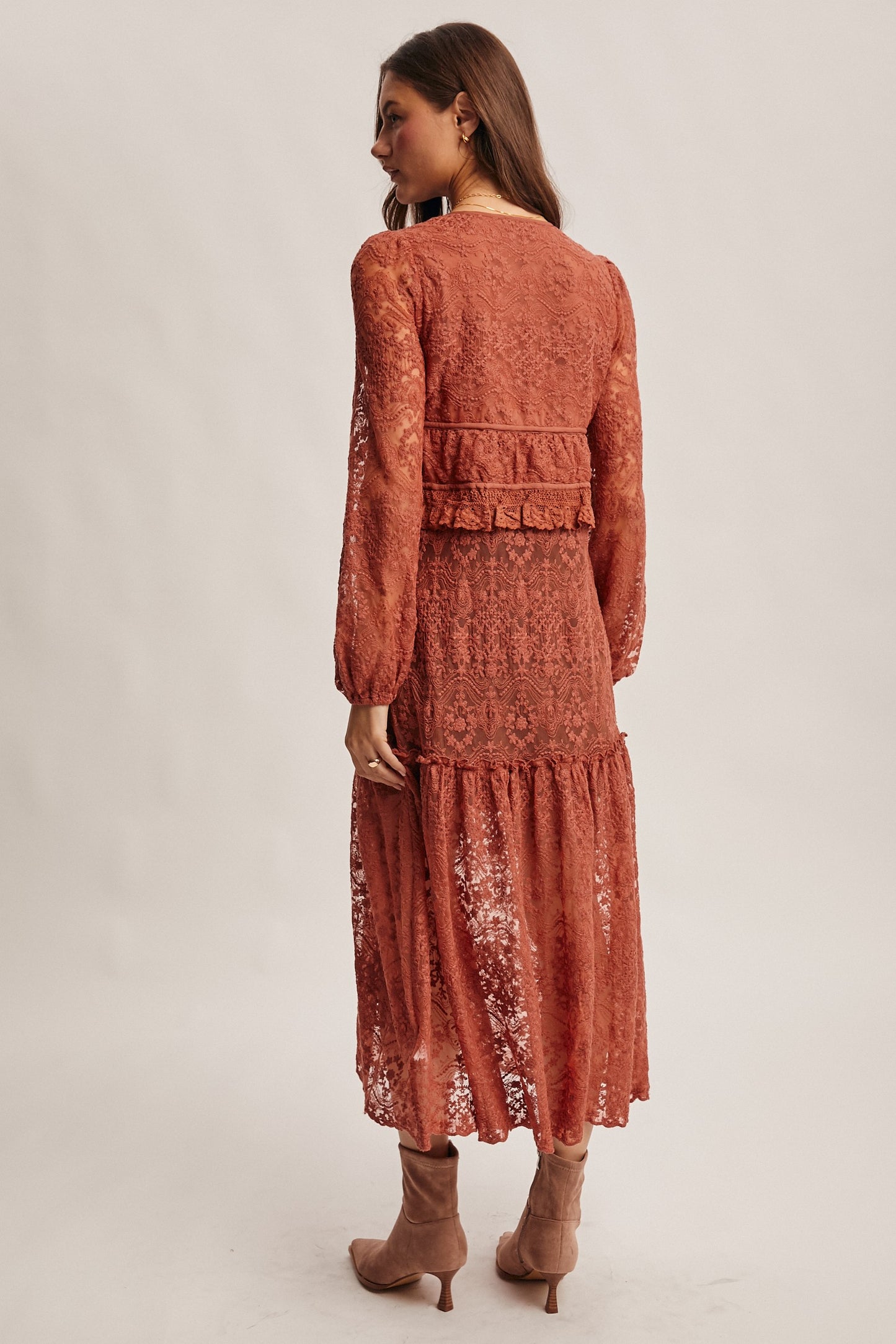 Cowboys & Cabernet Lace Duster- Terracotta