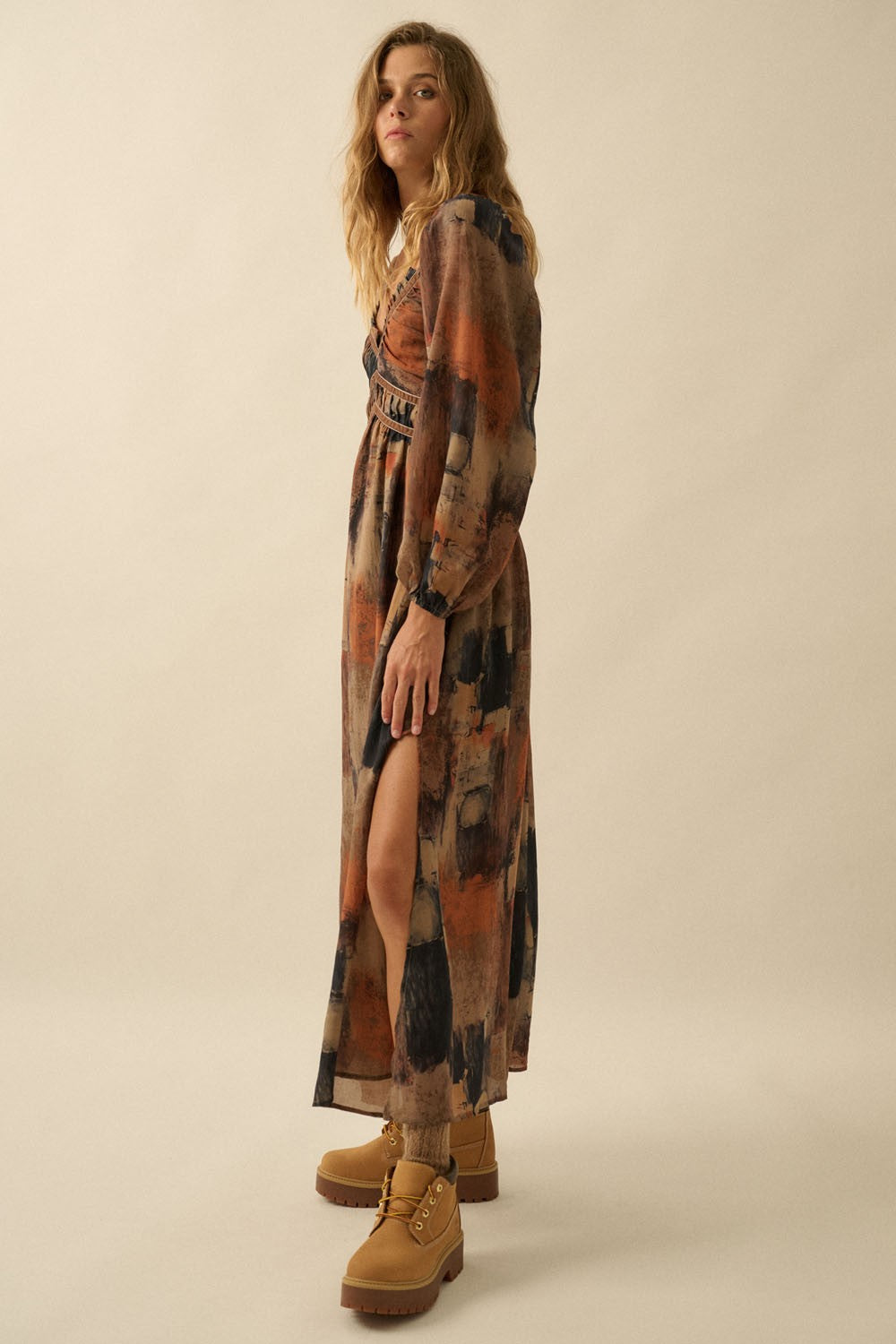 Autumn Ember Maxi Dress- Brown