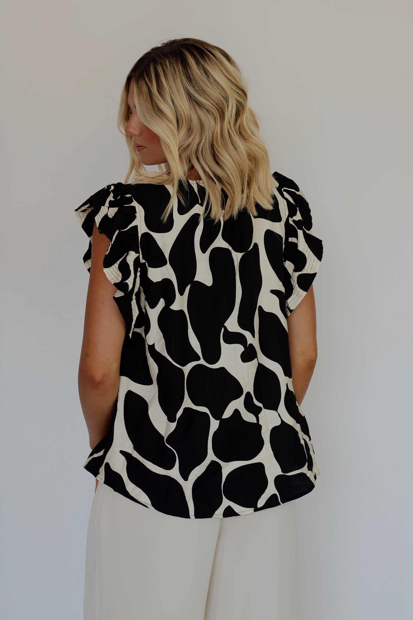 Savannah Blouse- Black/Ivory