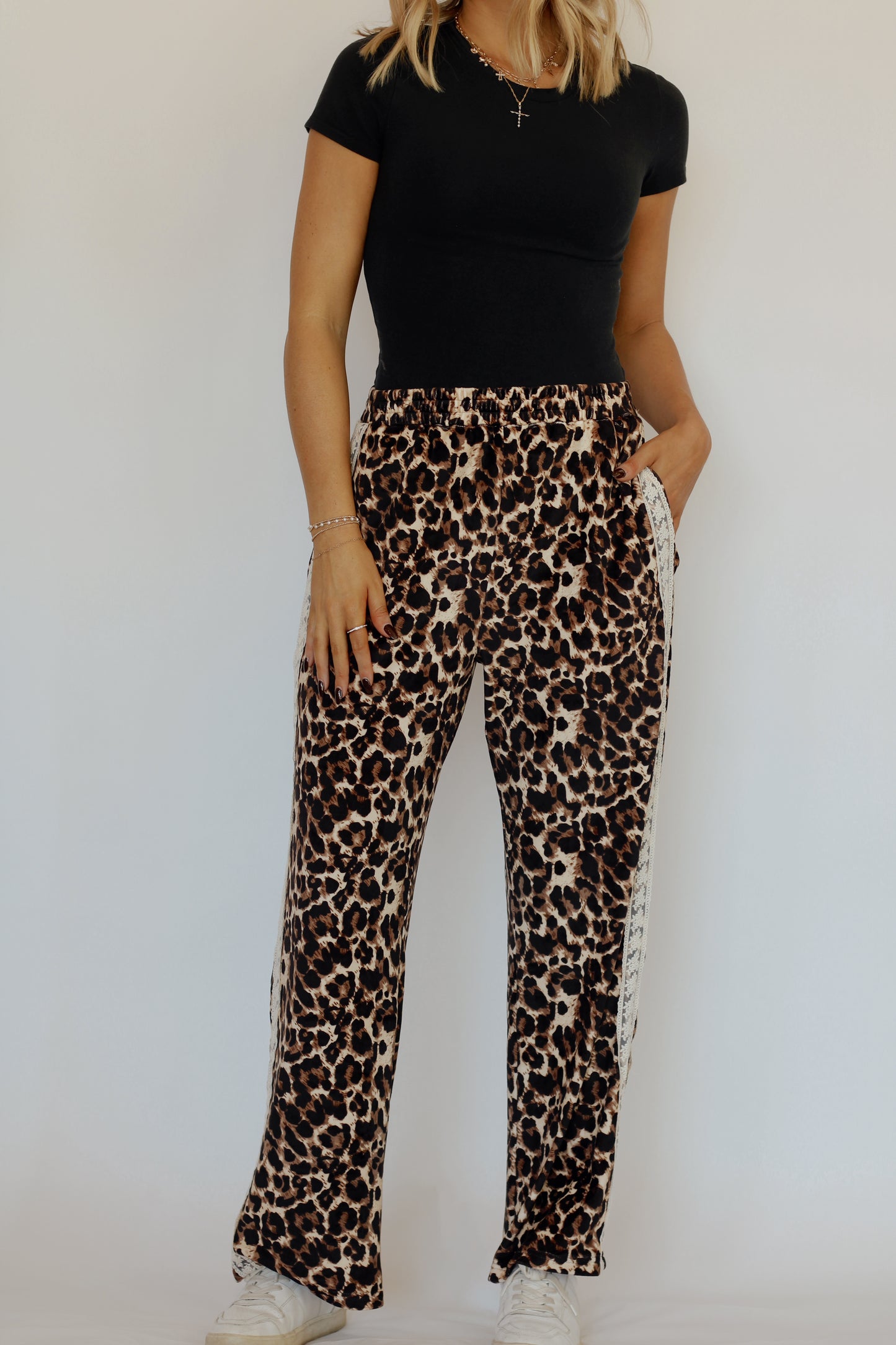 Lizzy Leopard Track Pants- Mocha