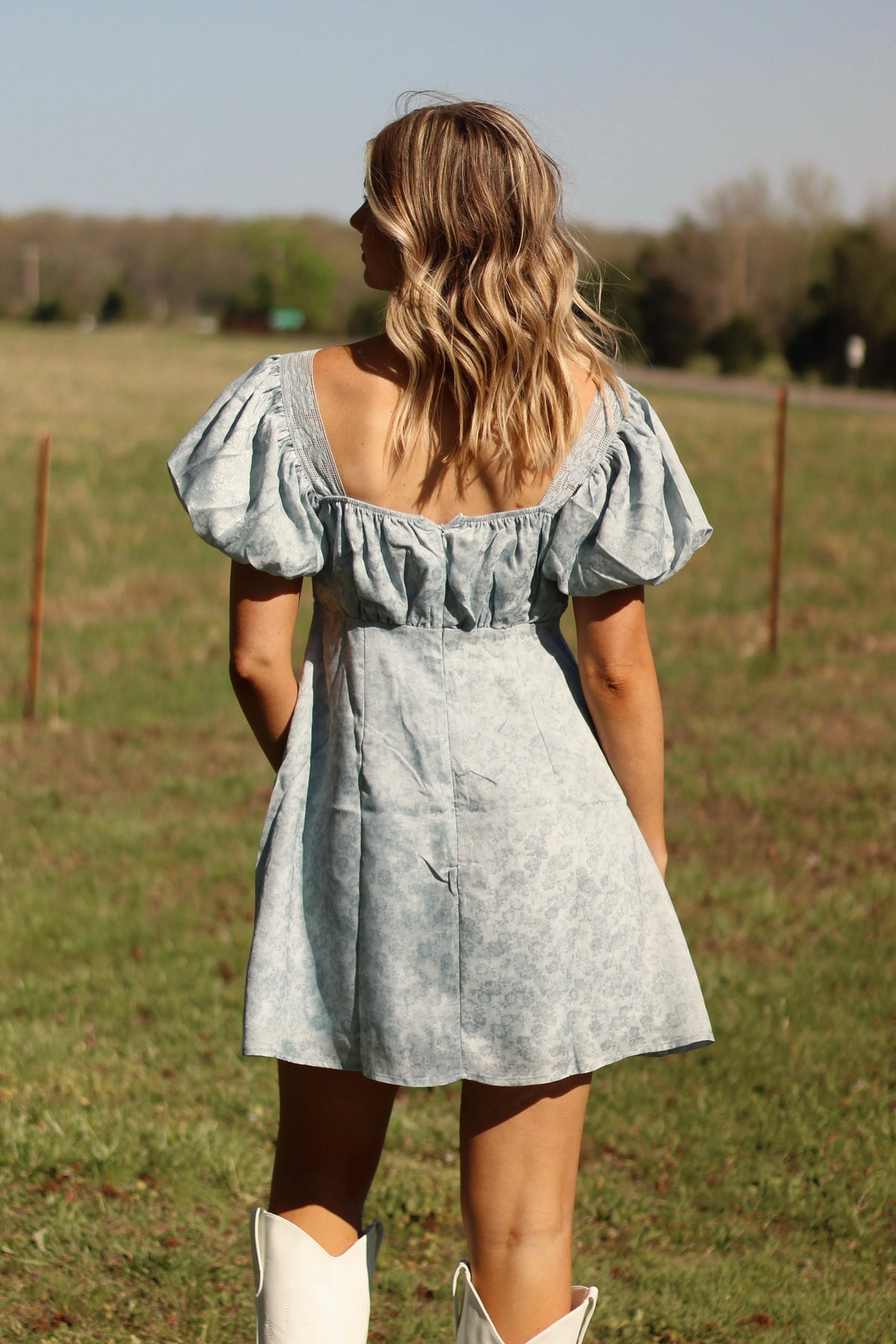 Seraphina Sky Mini Dress- Blue Floral