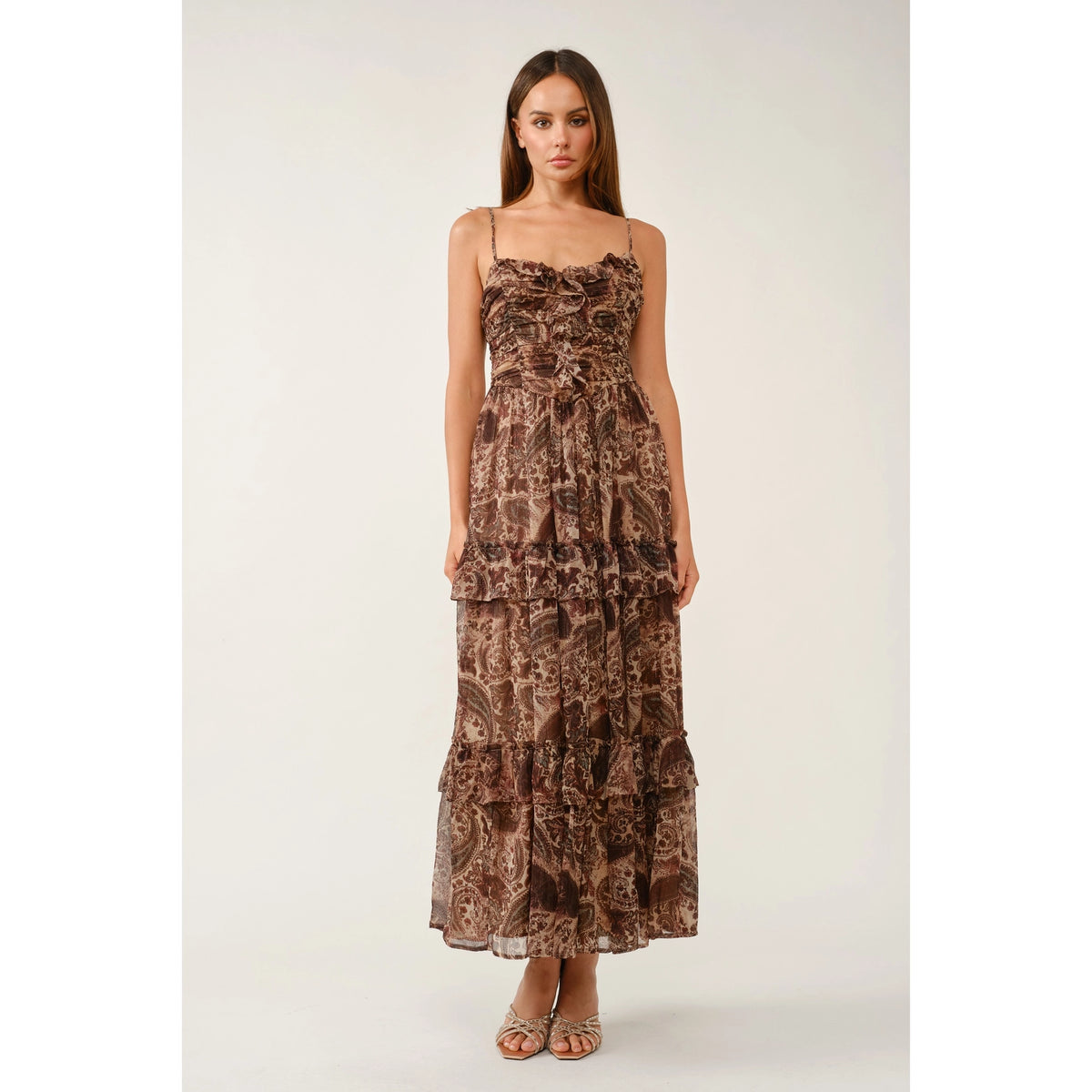 The Catalina Maxi Dress- Brown Multi