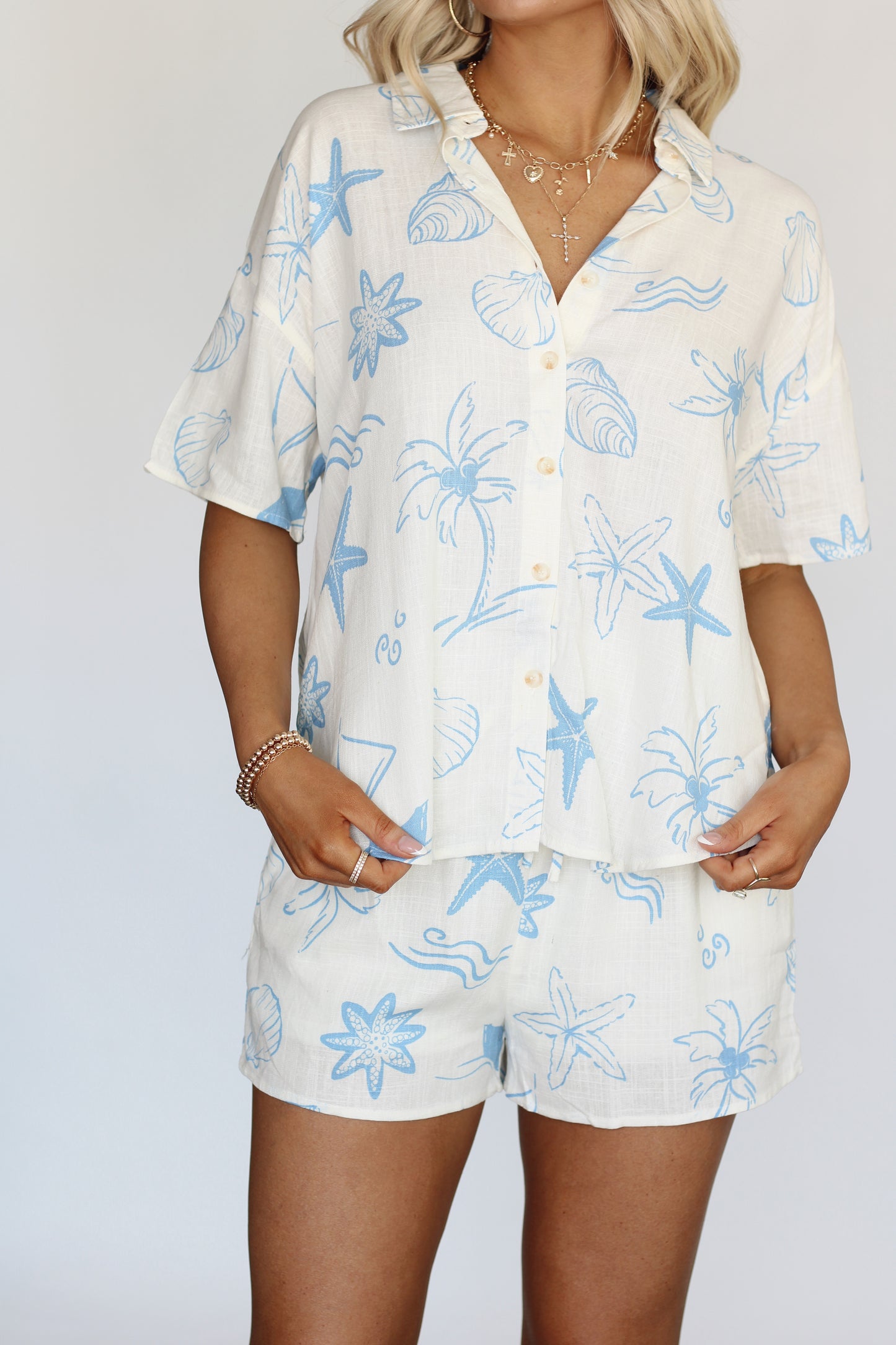 Seaside Shell Print Set- Blue
