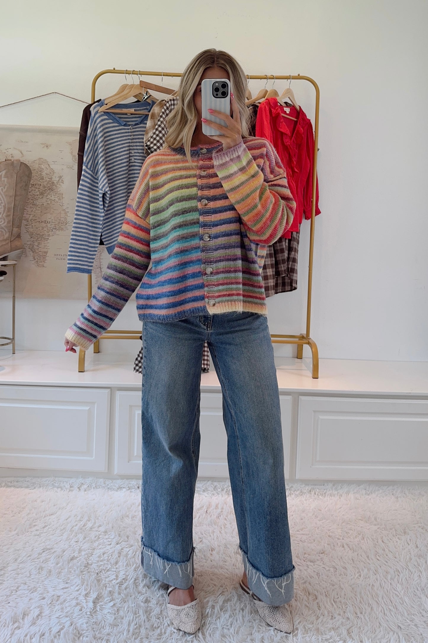 Miss Rebekah Rainbow Cardigan- Sky Purple
