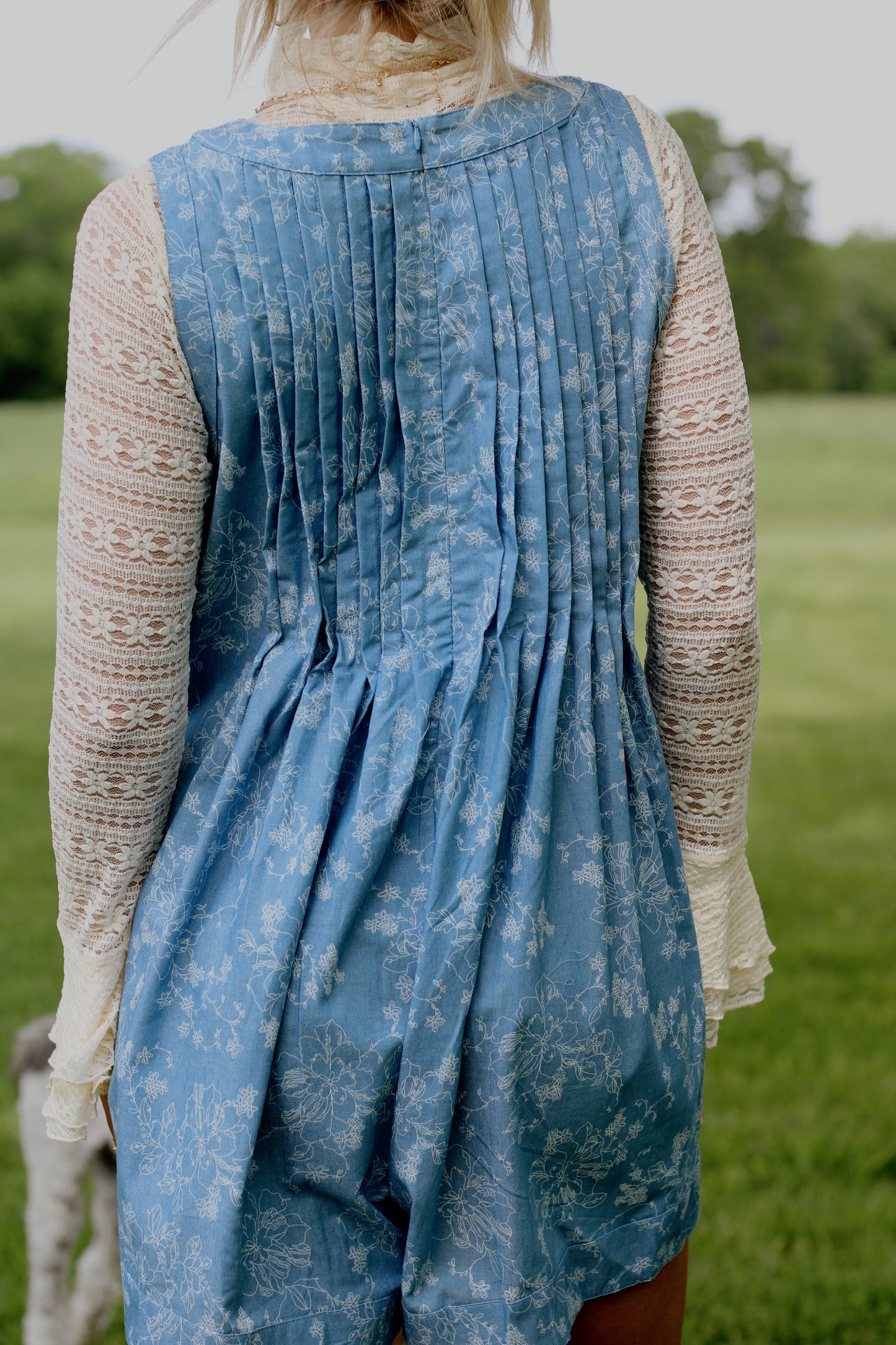 All Your'n Dainty Floral Romper- Light Blue