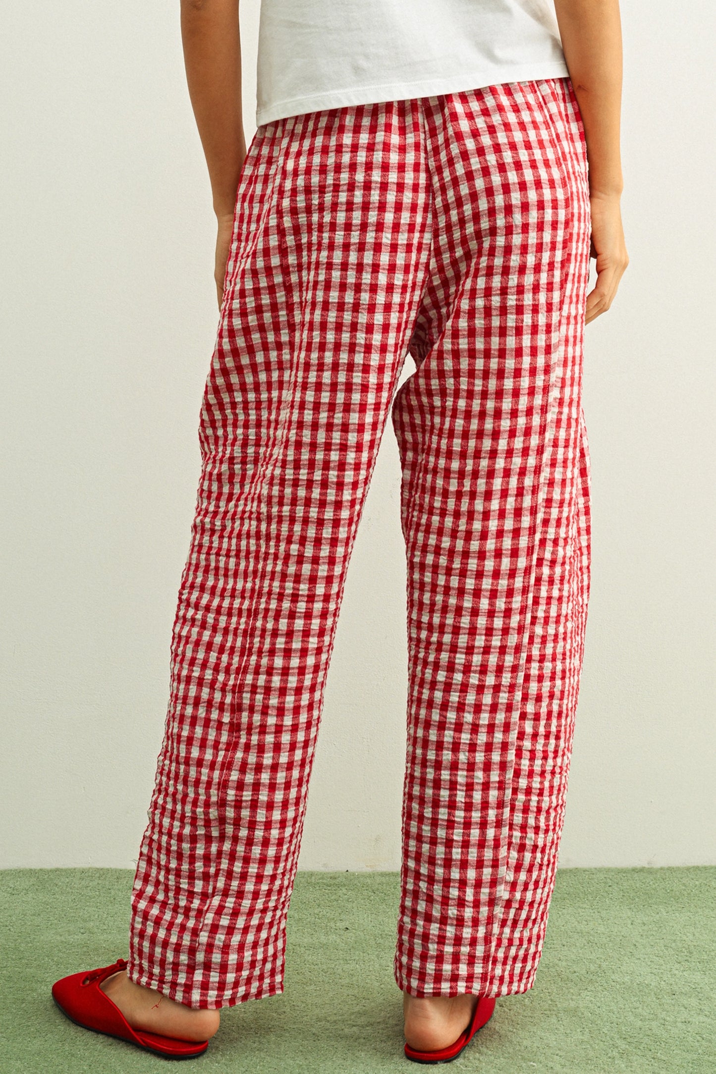 Cherry Pie Gingham Pants- Red