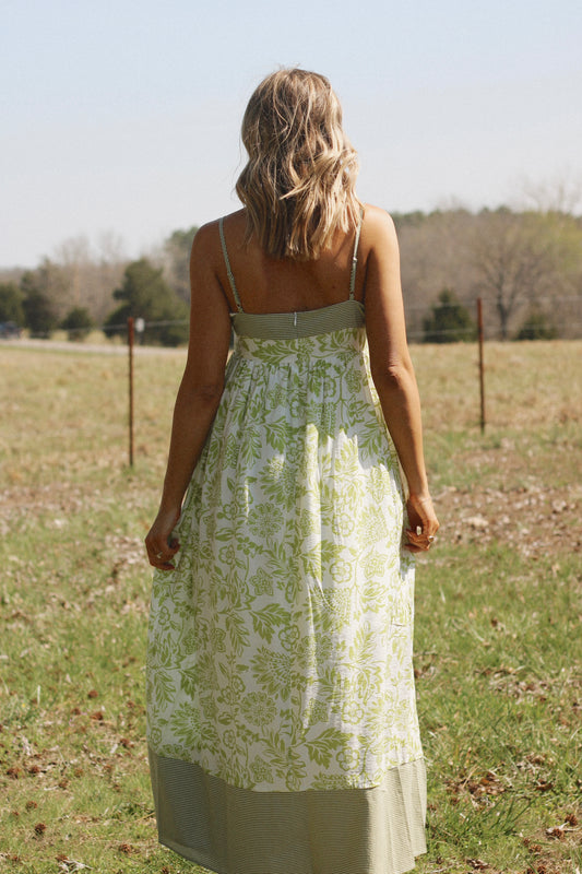 Meadow Bloom Maxi Dress- Green