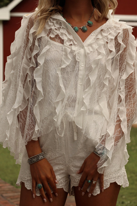 *PRE ORDER* Dandelion Cape Blouse- Off White 6/25