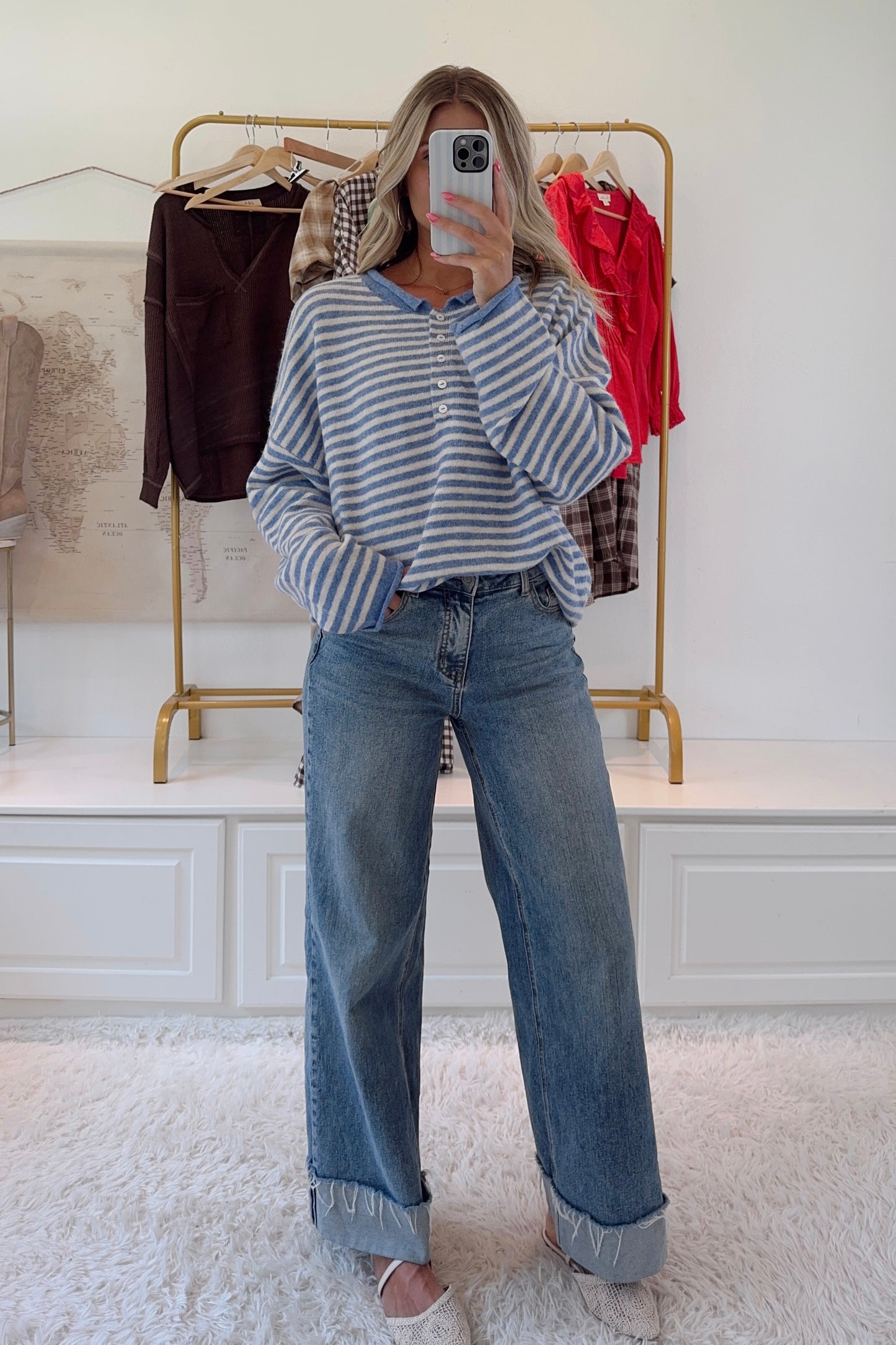 Mrs. McLerran's Striped Sweater - Blue/White