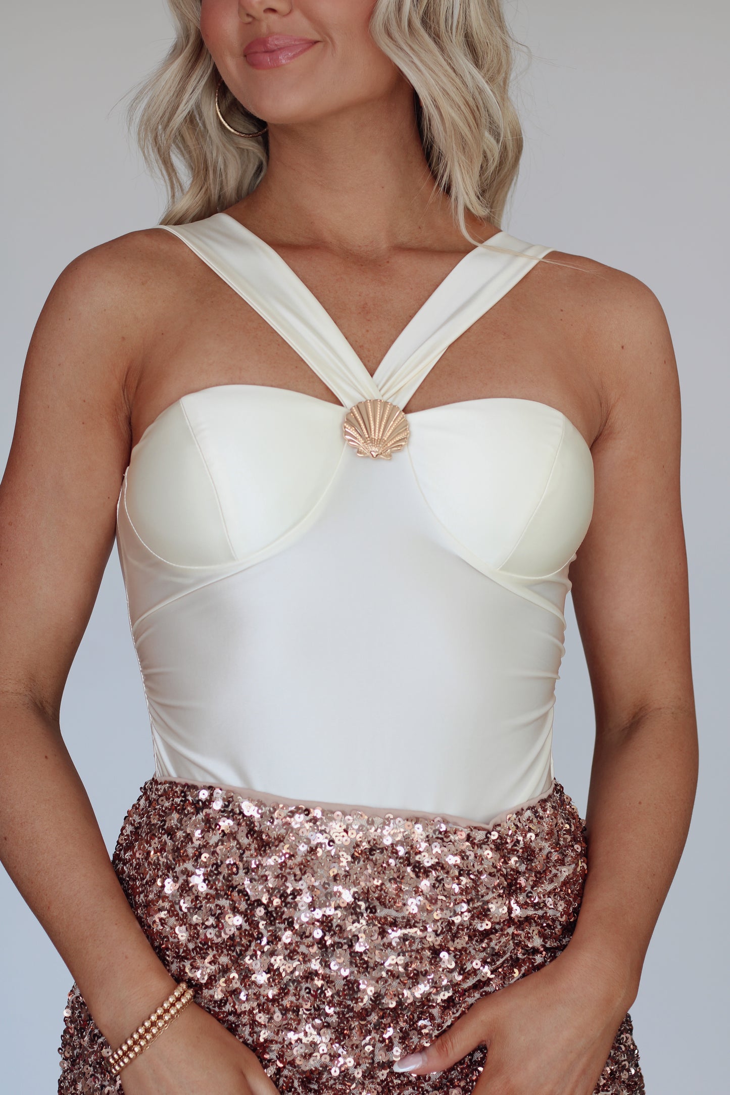 Shells & Wedding Bells Bodysuit- Ivory