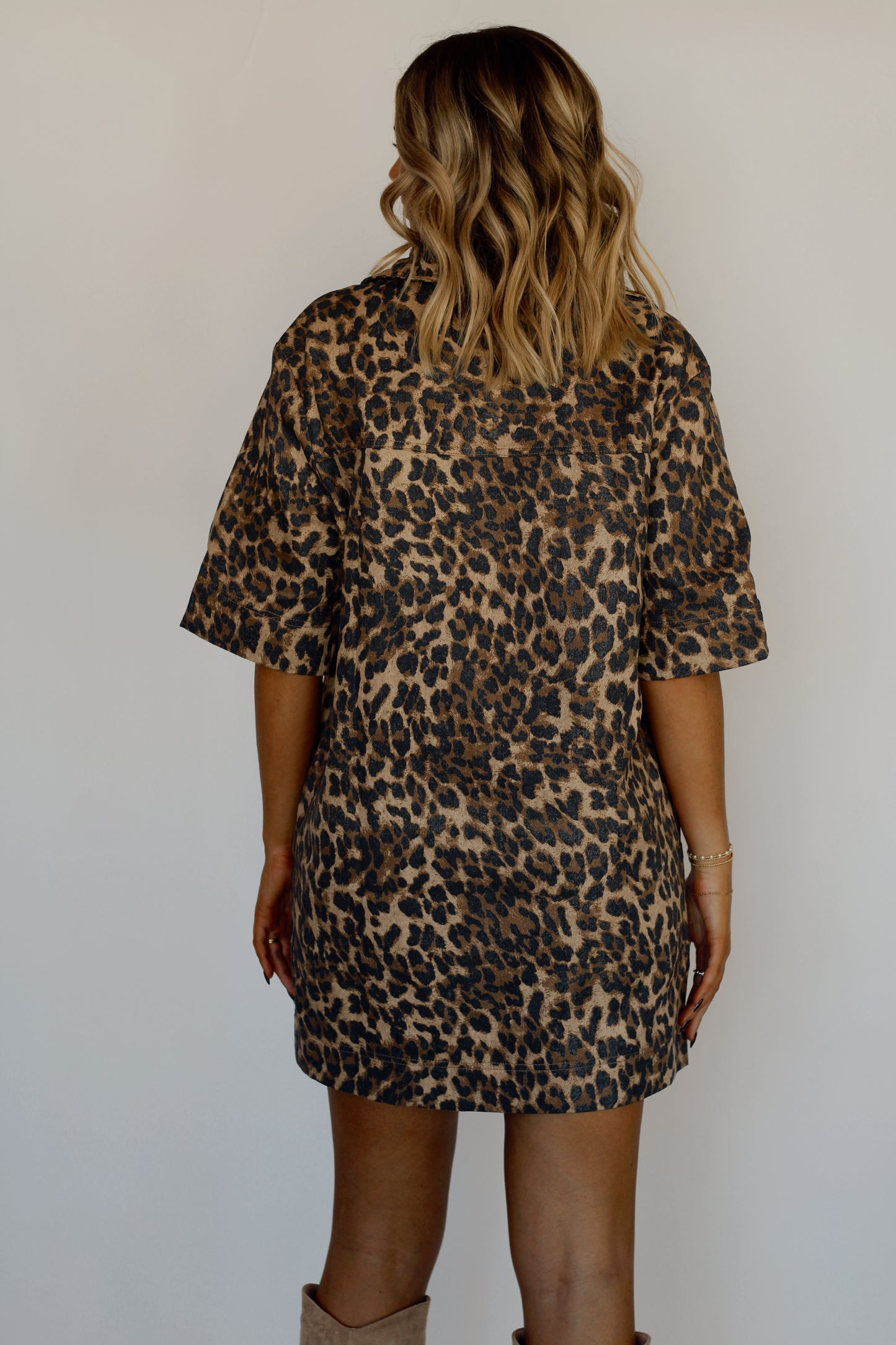 Hannah Leopard Dress- Brown
