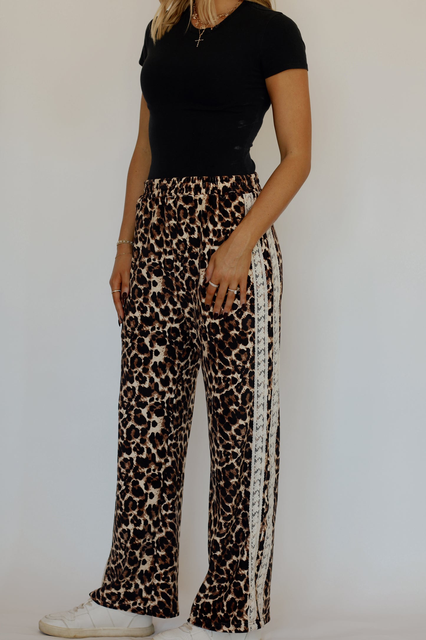 Lizzy Leopard Track Pants- Mocha