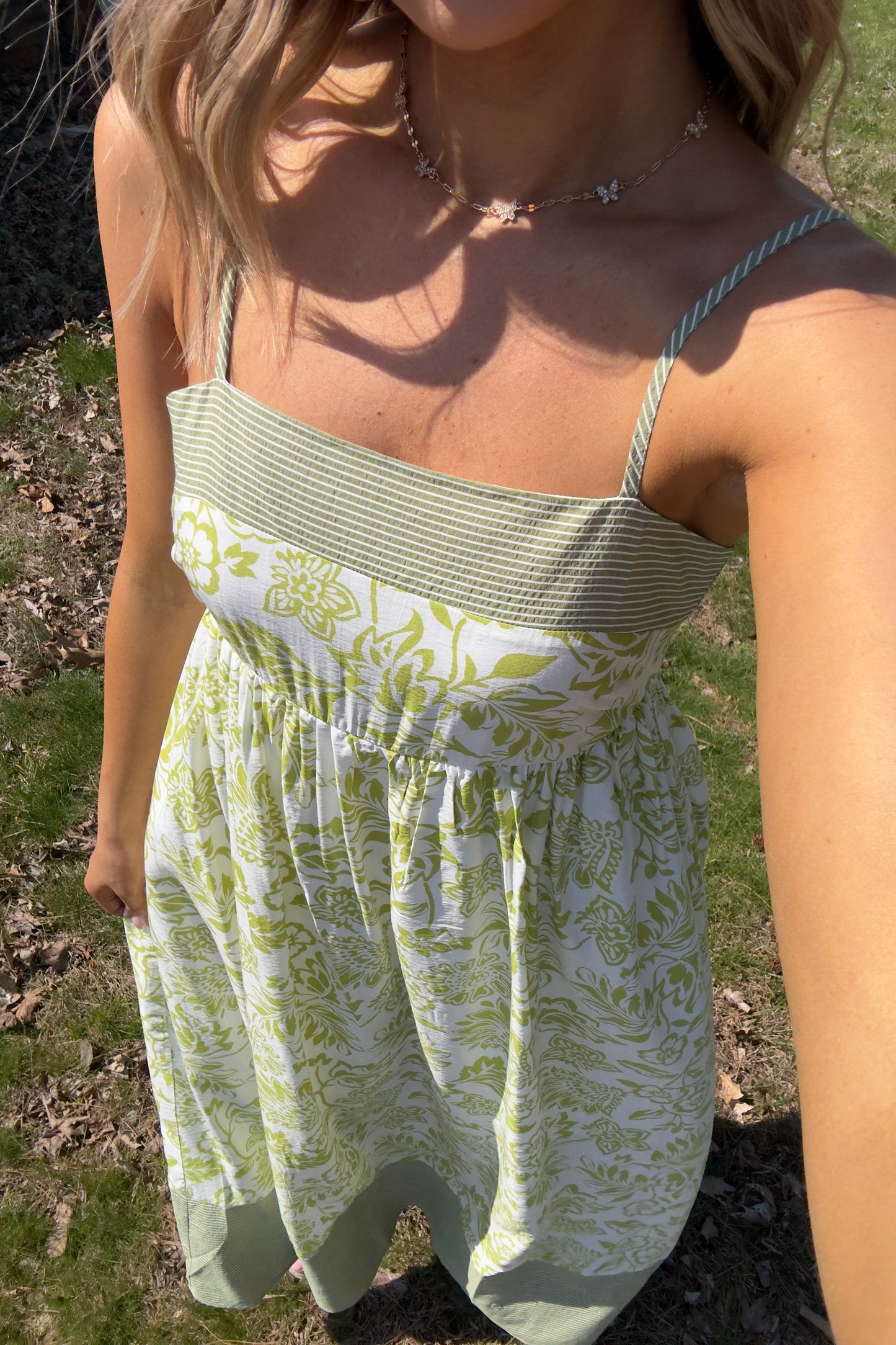 Meadow Bloom Maxi Dress- Green