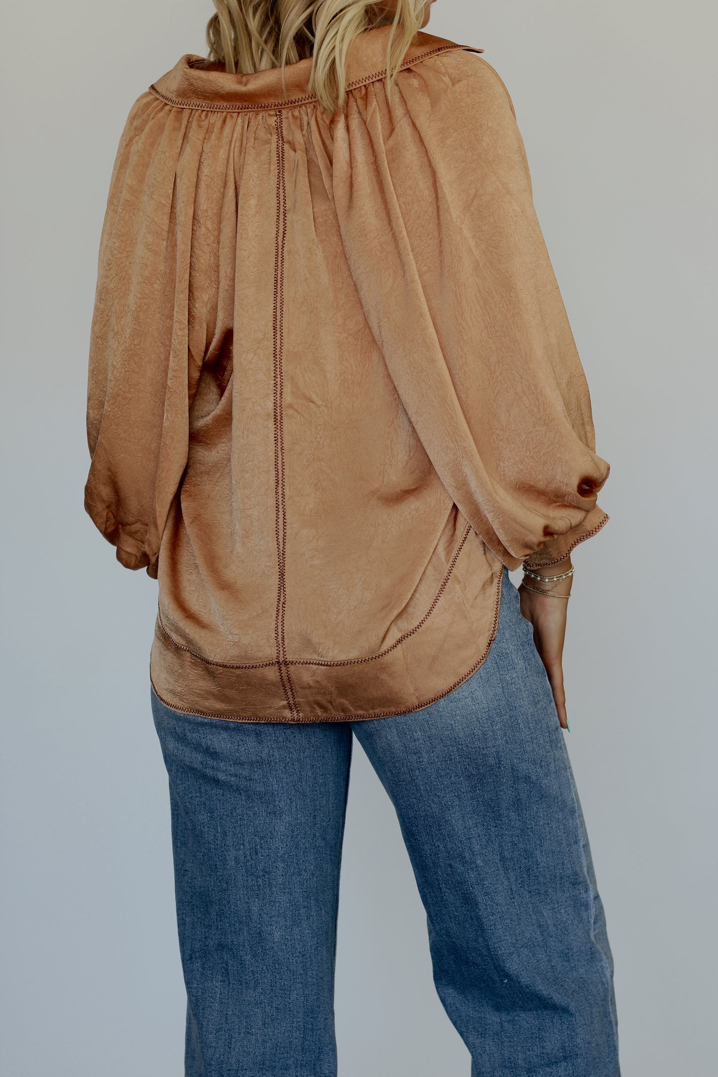 Honey Silk Blouse- Camel