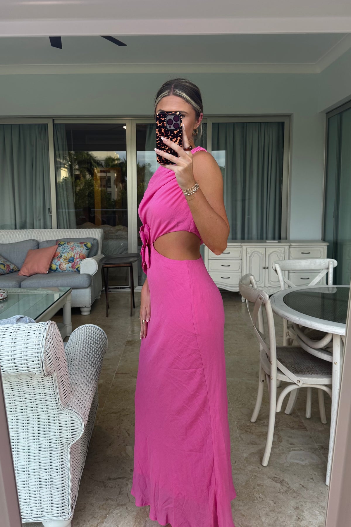 Island Bloom Maxi Dress- Hot Pink
