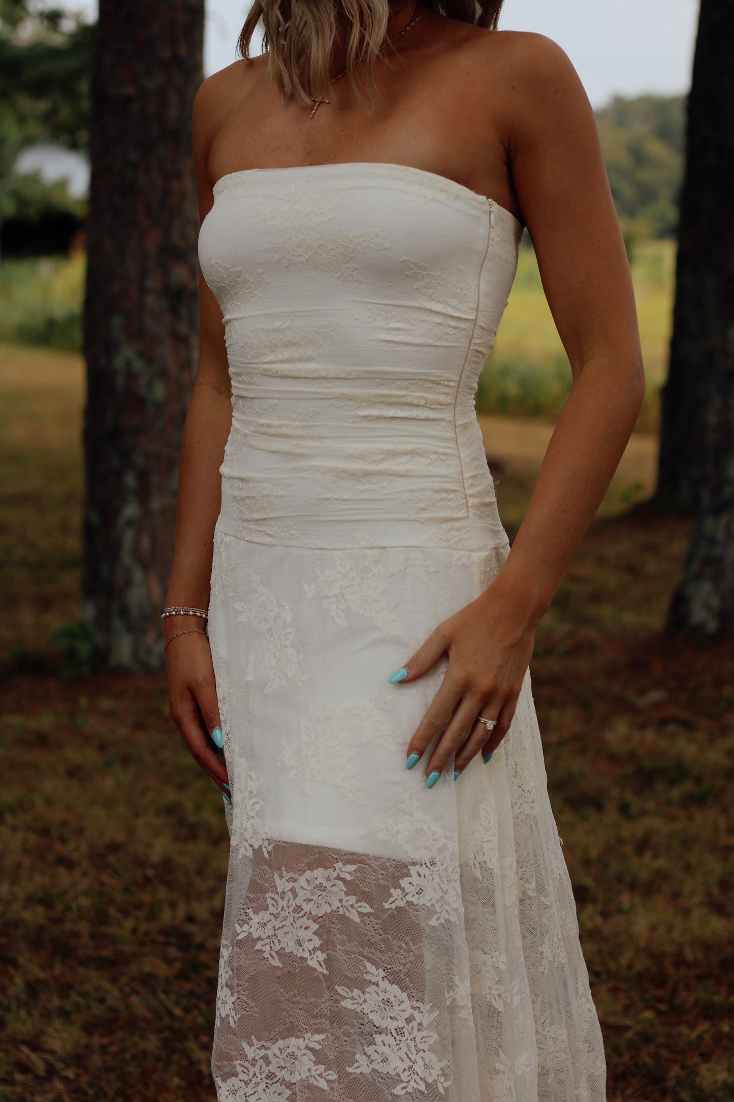 Last Rodeo Lace Midi Dress- Off White