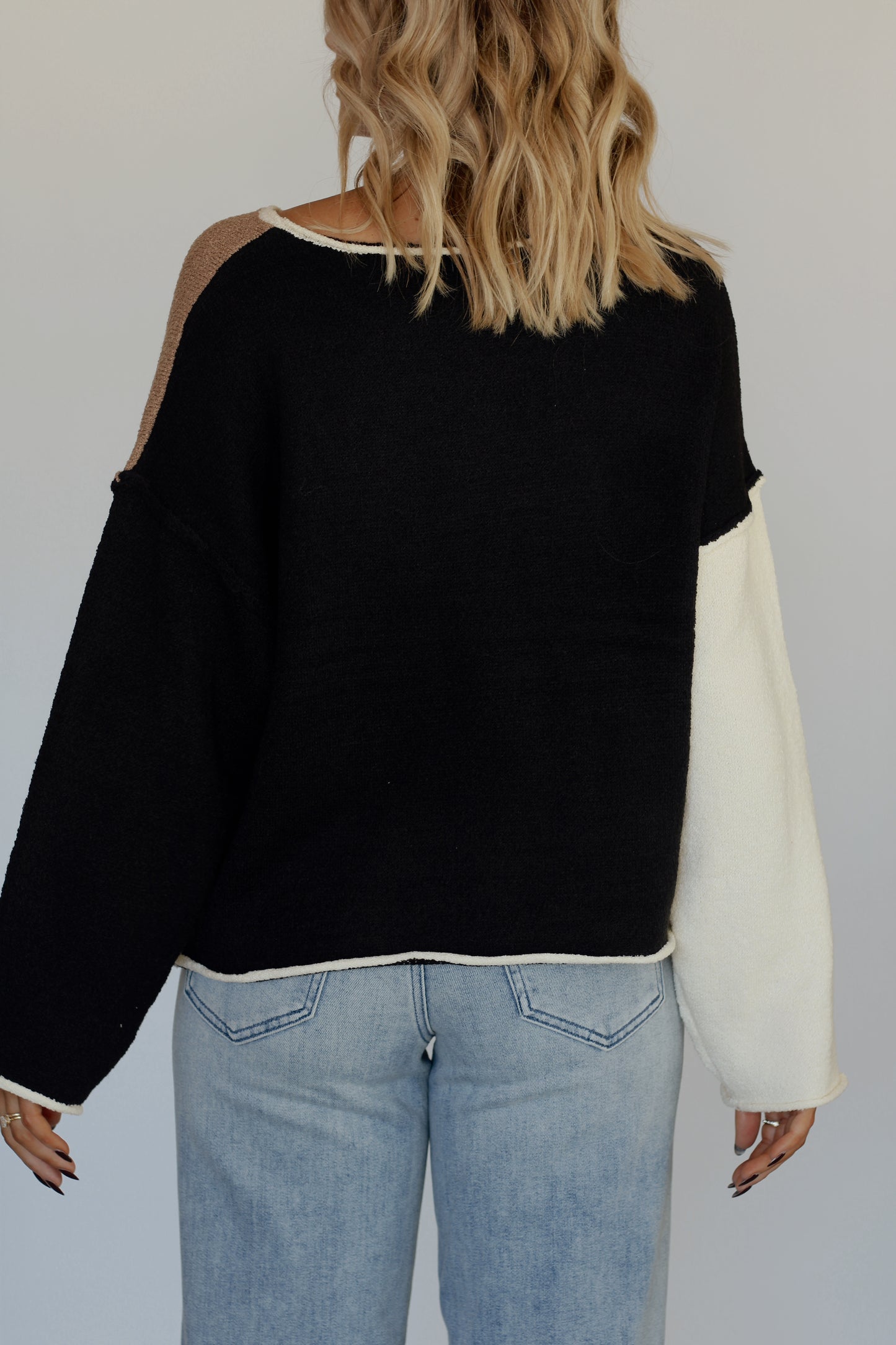 Caroline Colorblock Sweater- Taupe/Black