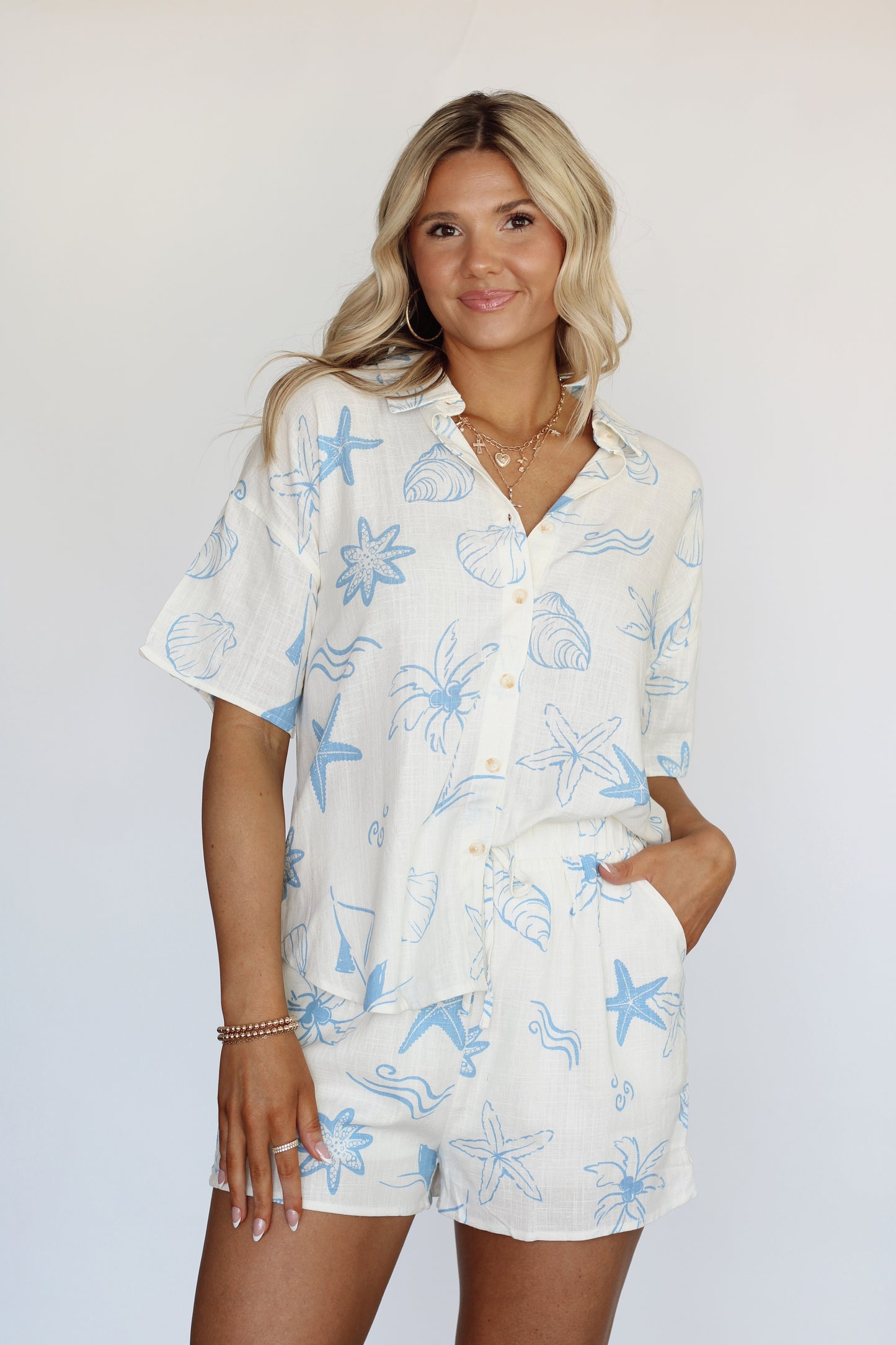 Seaside Shell Print Set- Blue