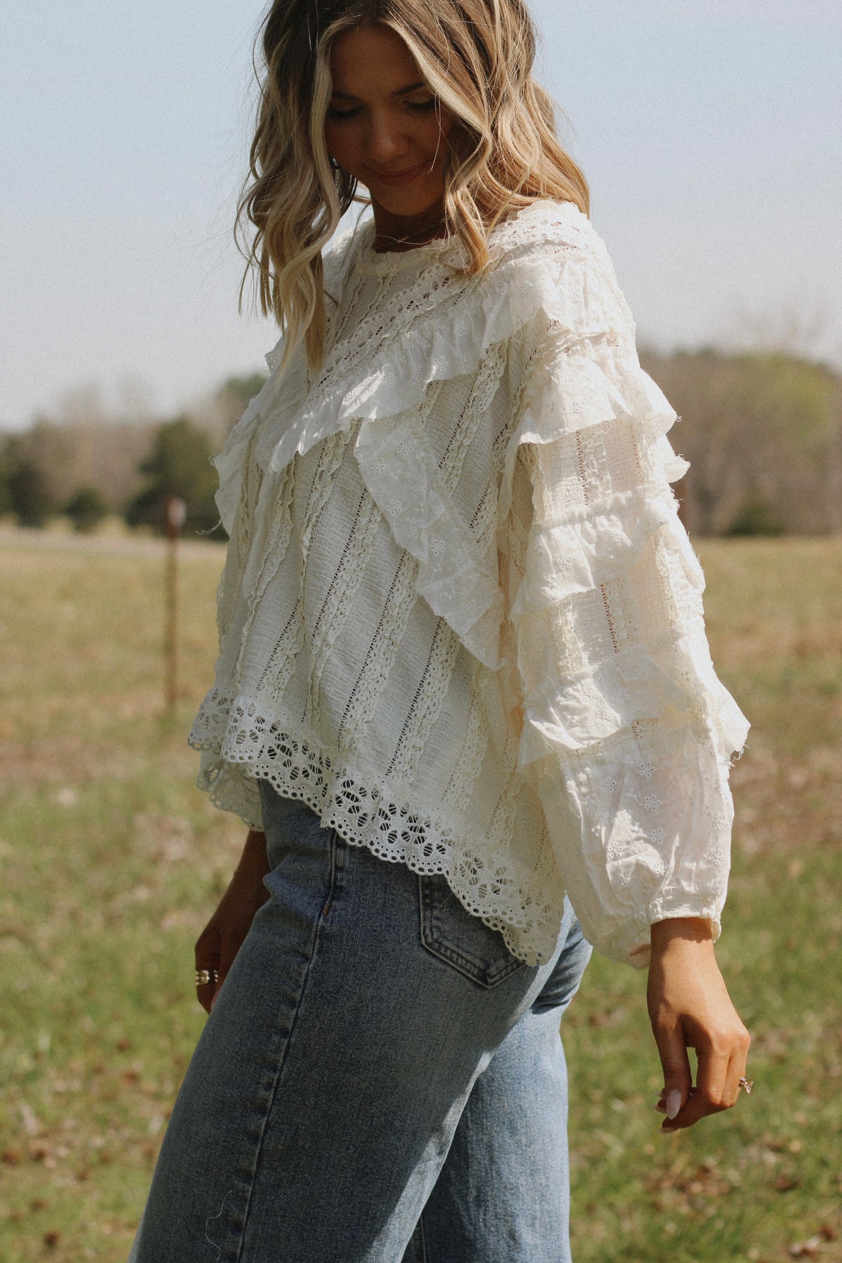 Lace and Grace Top- Cream