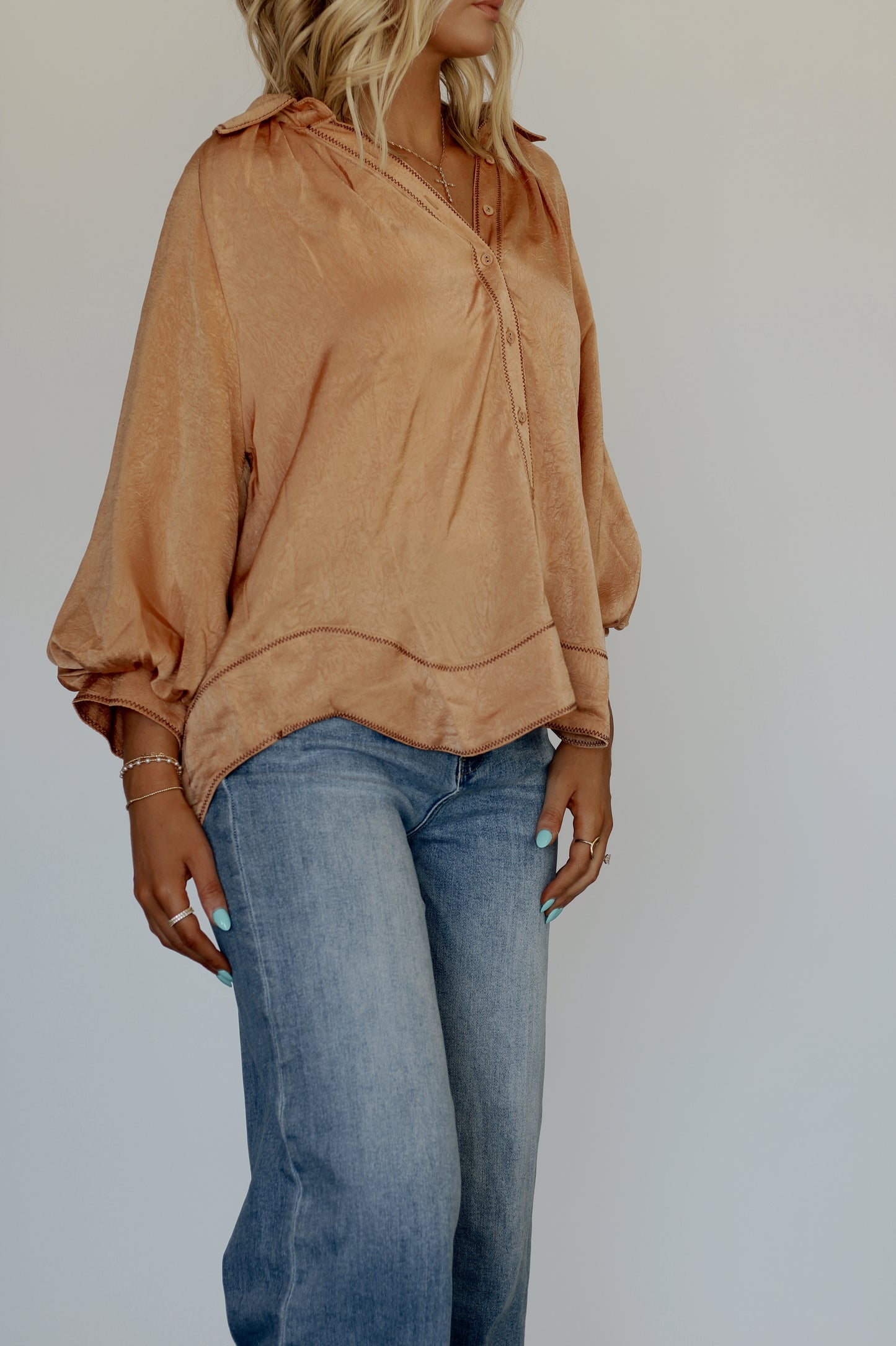 Honey Silk Blouse- Camel