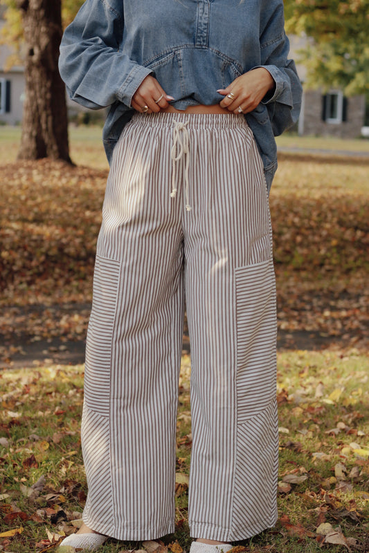 The Camden Stripe Pants- Mocha