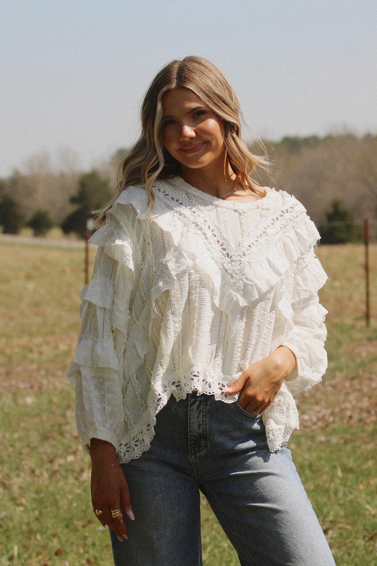 Lace and Grace Top- Cream