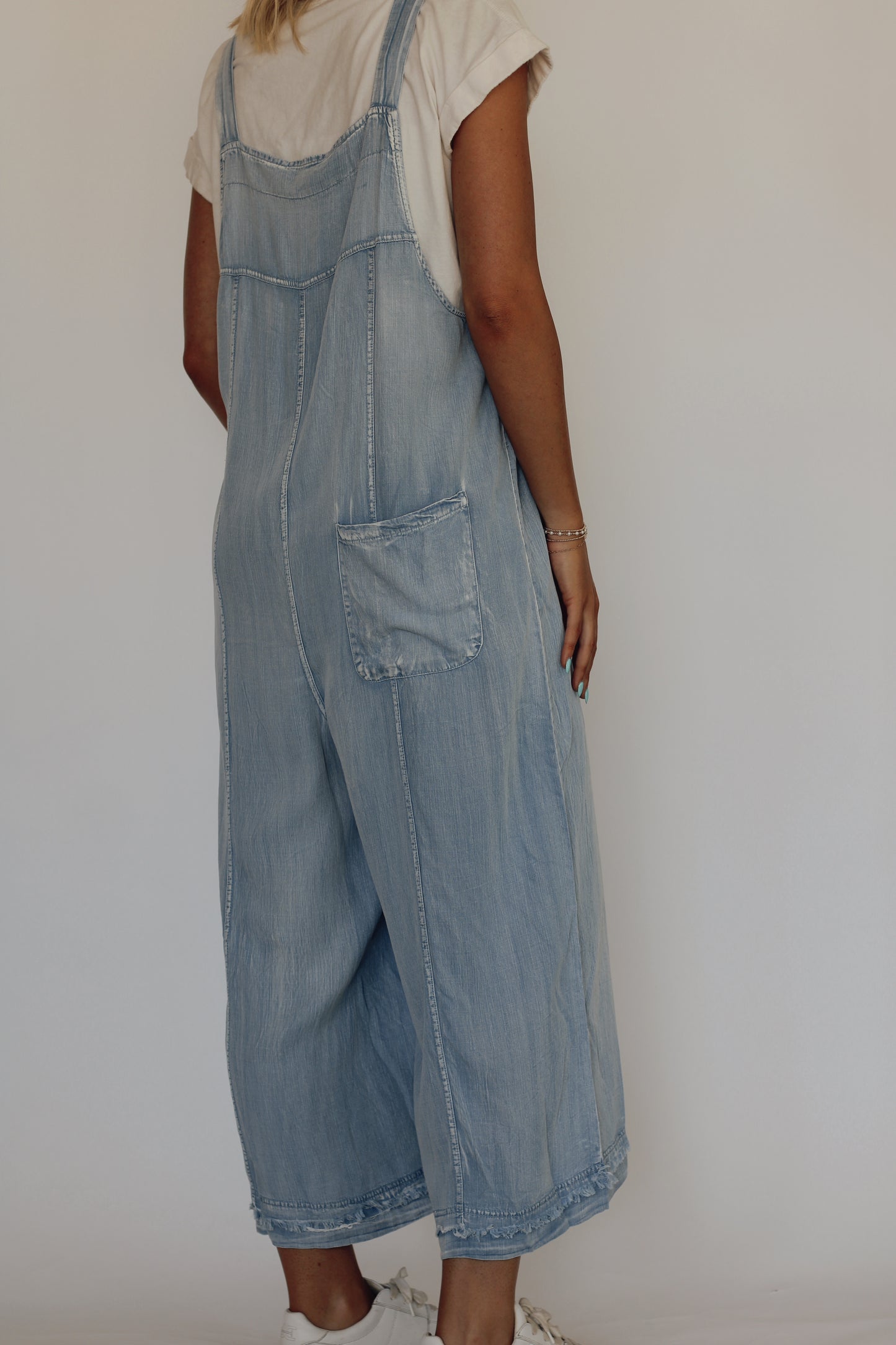 Bluebell Button Chambray Jumpsuit- Light Blue