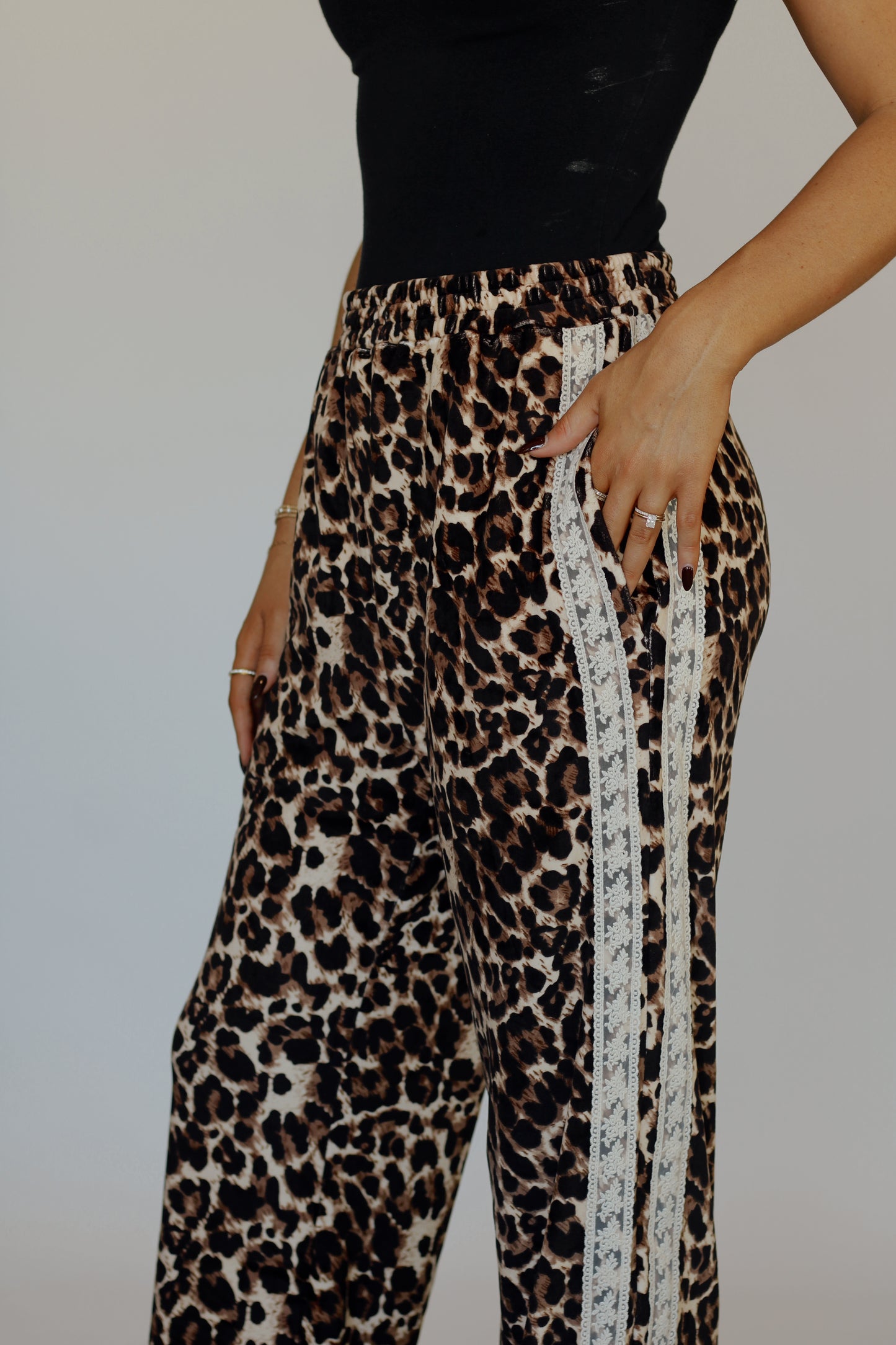 Lizzy Leopard Track Pants- Mocha