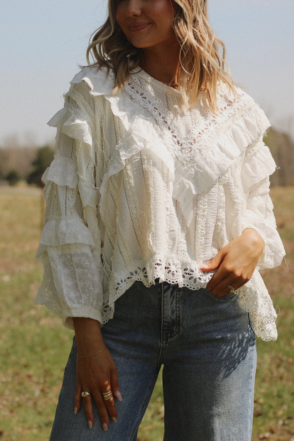 Lace and Grace Top- Cream