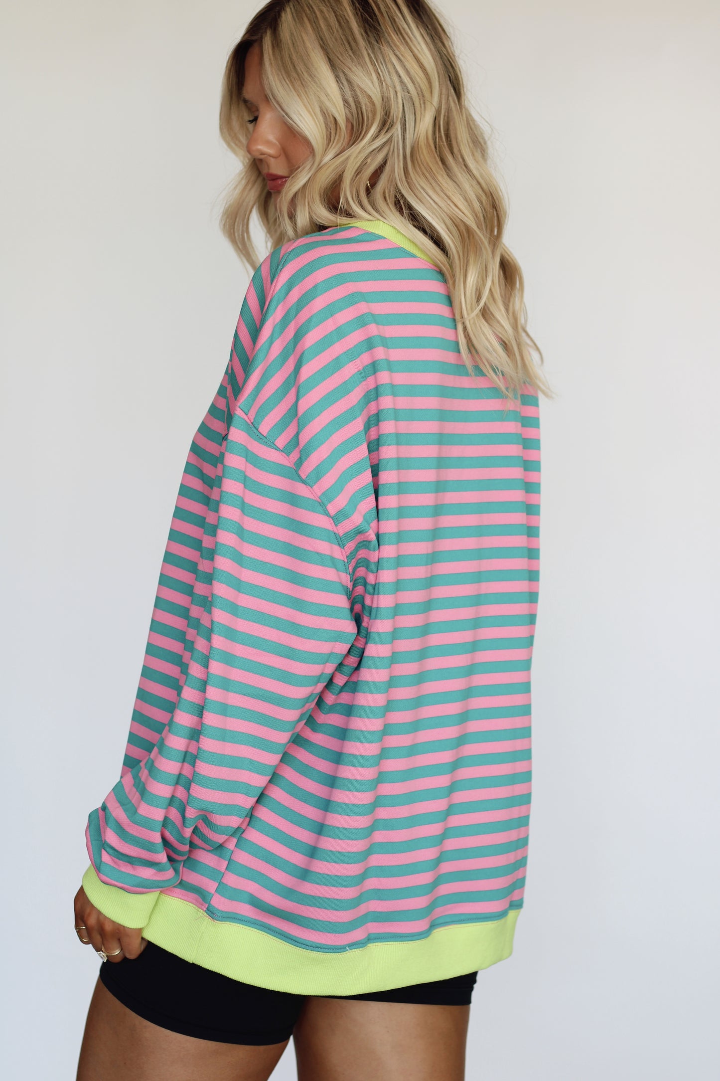 Jet Setter Striped Top- Pink/Turquoise