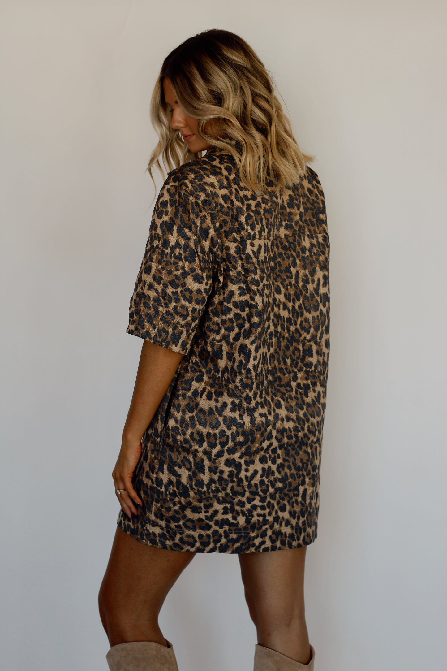 Hannah Leopard Dress- Brown
