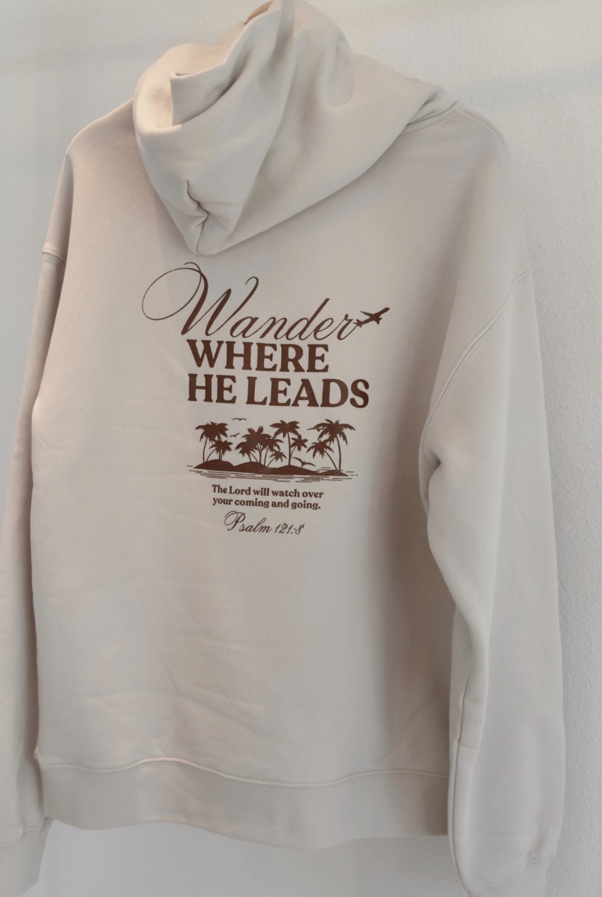 Where He Leads Hoodie- Bone