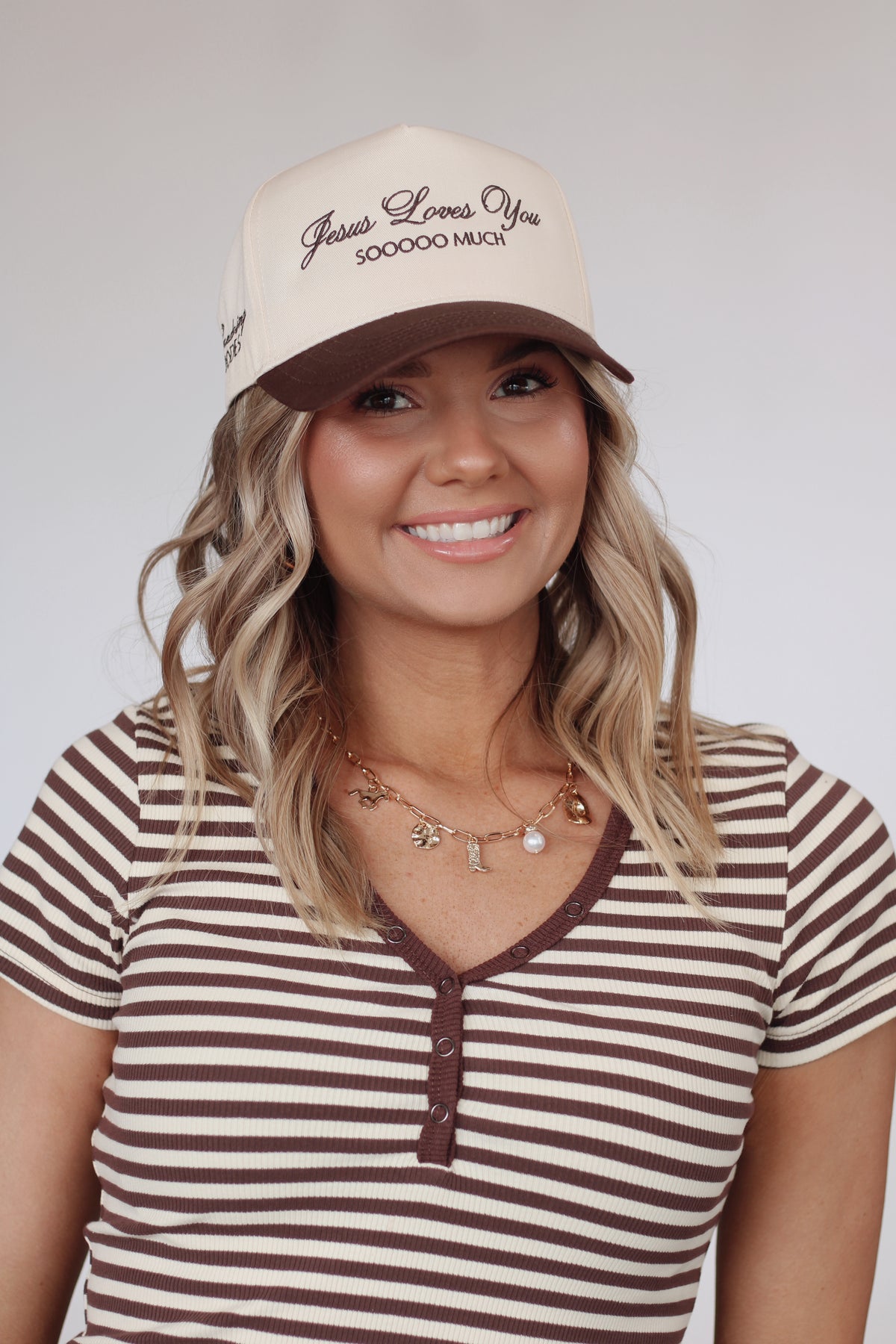 Jesus Loves You Soooo Much Hat- Brown/Natural