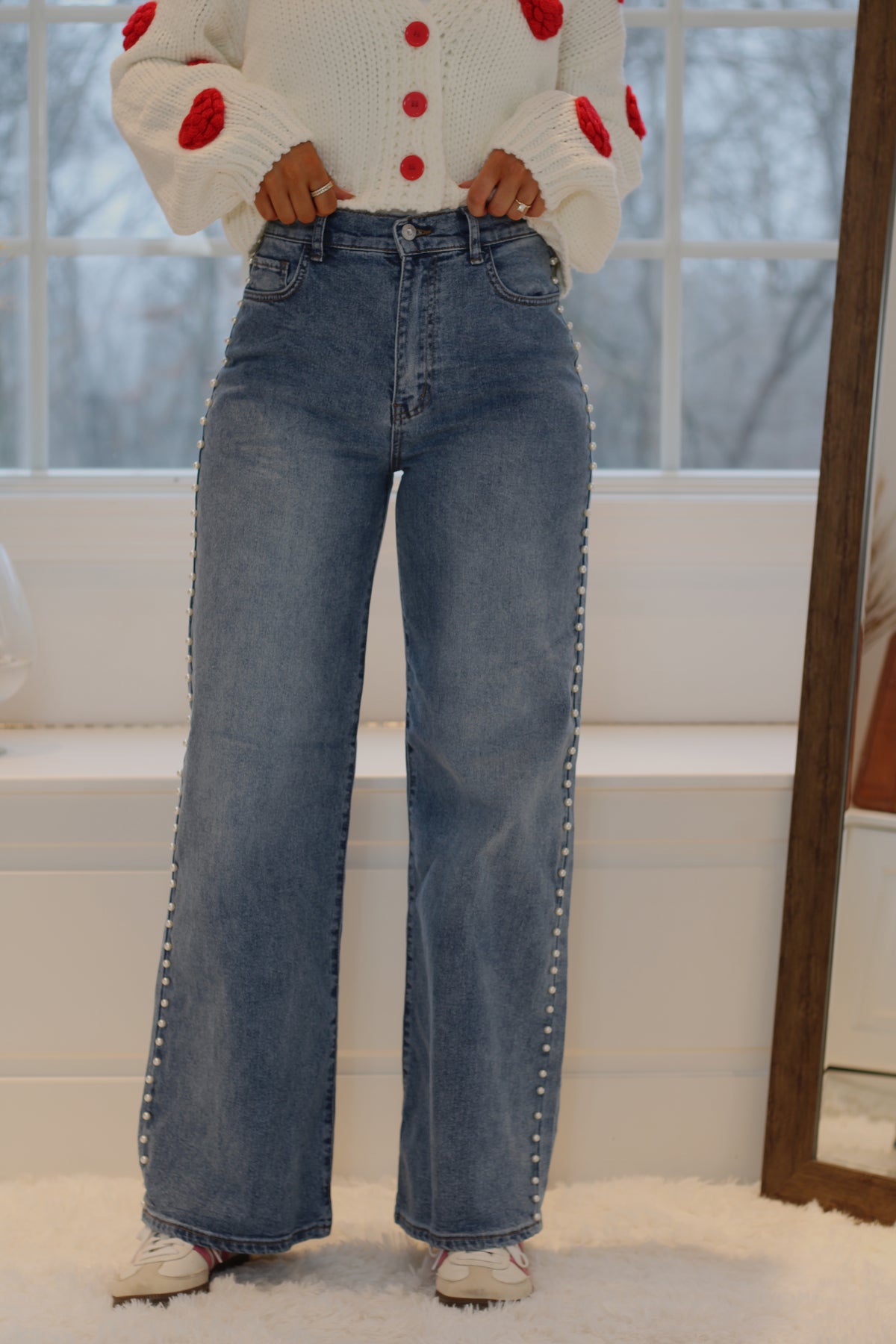 Perfect Match Pearl Wide Leg Jeans- Medium Denim