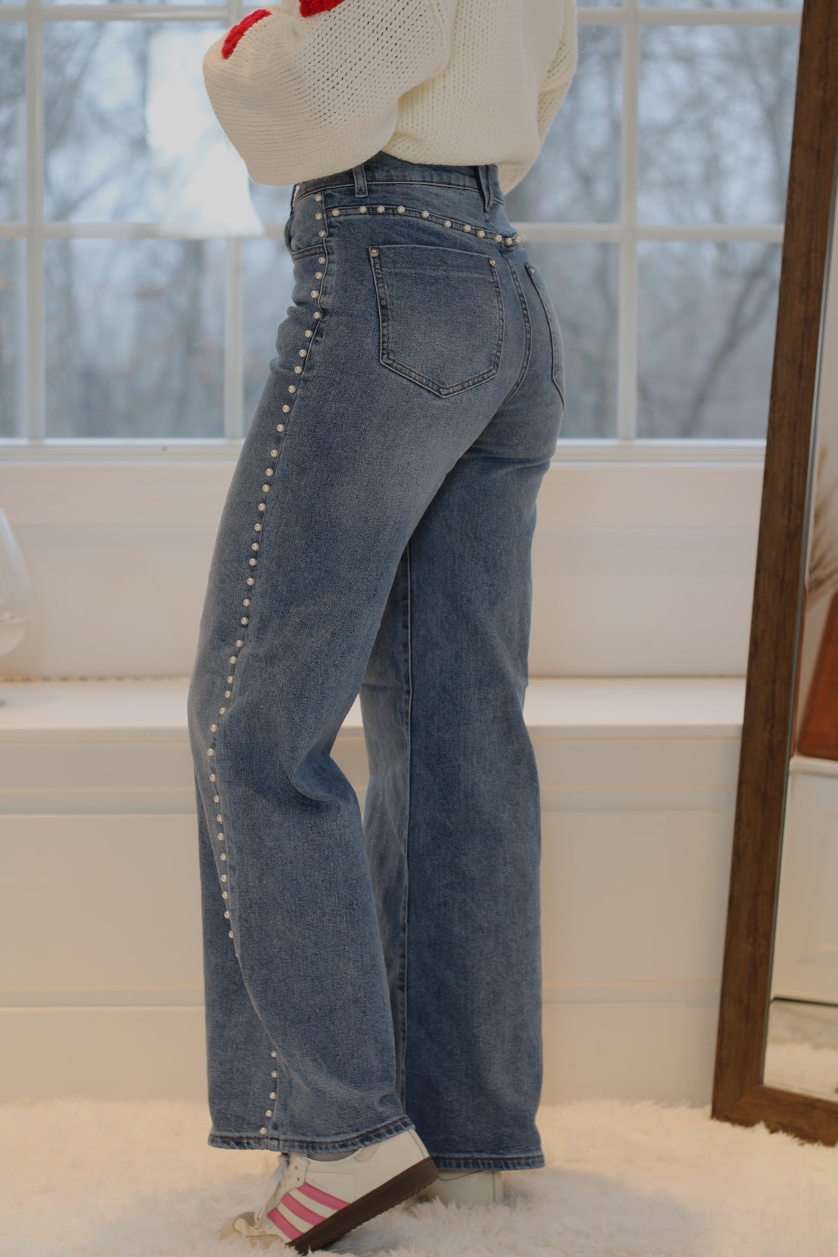 Perfect Match Pearl Wide Leg Jeans- Medium Denim