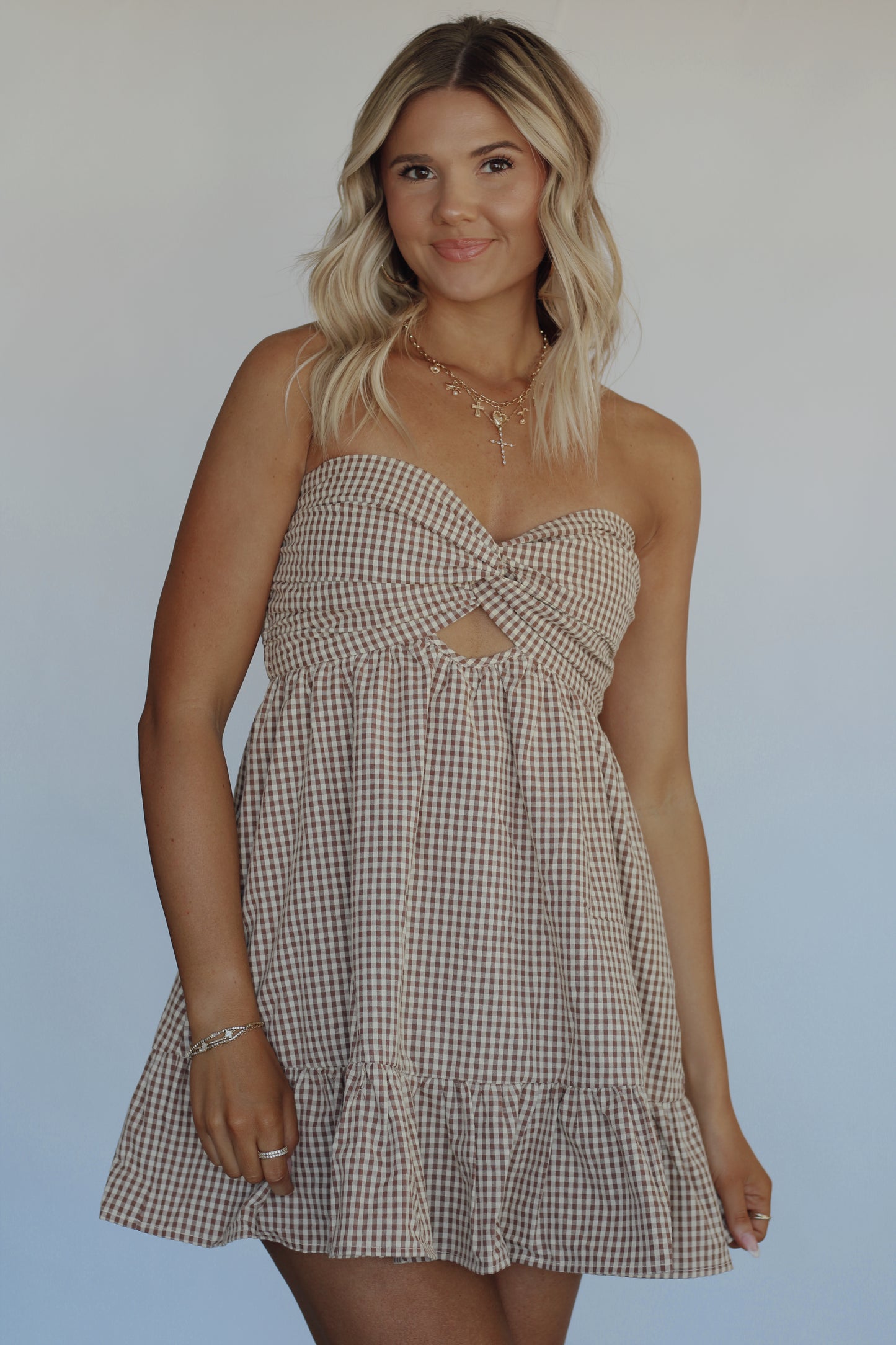 Long Live Cowgirls Gingham Dress- Chocolate
