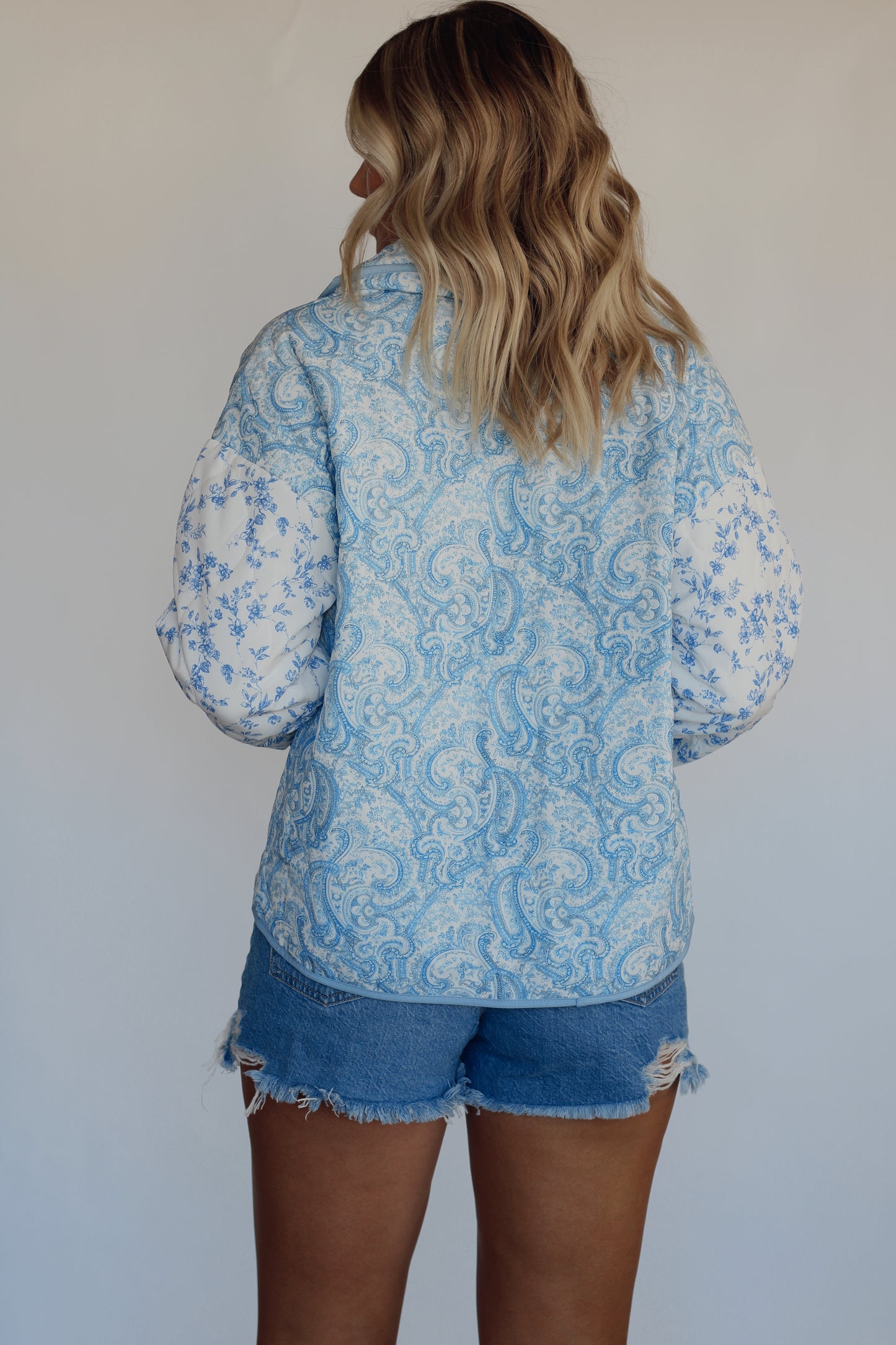 Baby Blues Paisley Quilted Jacket- Blue