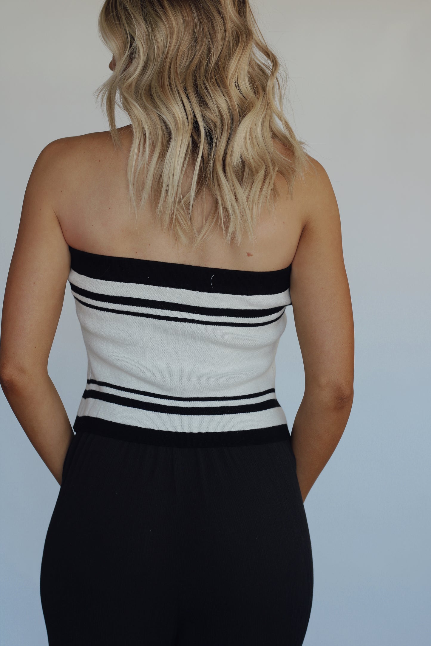 Rita Sweater Tube Top- Black & White