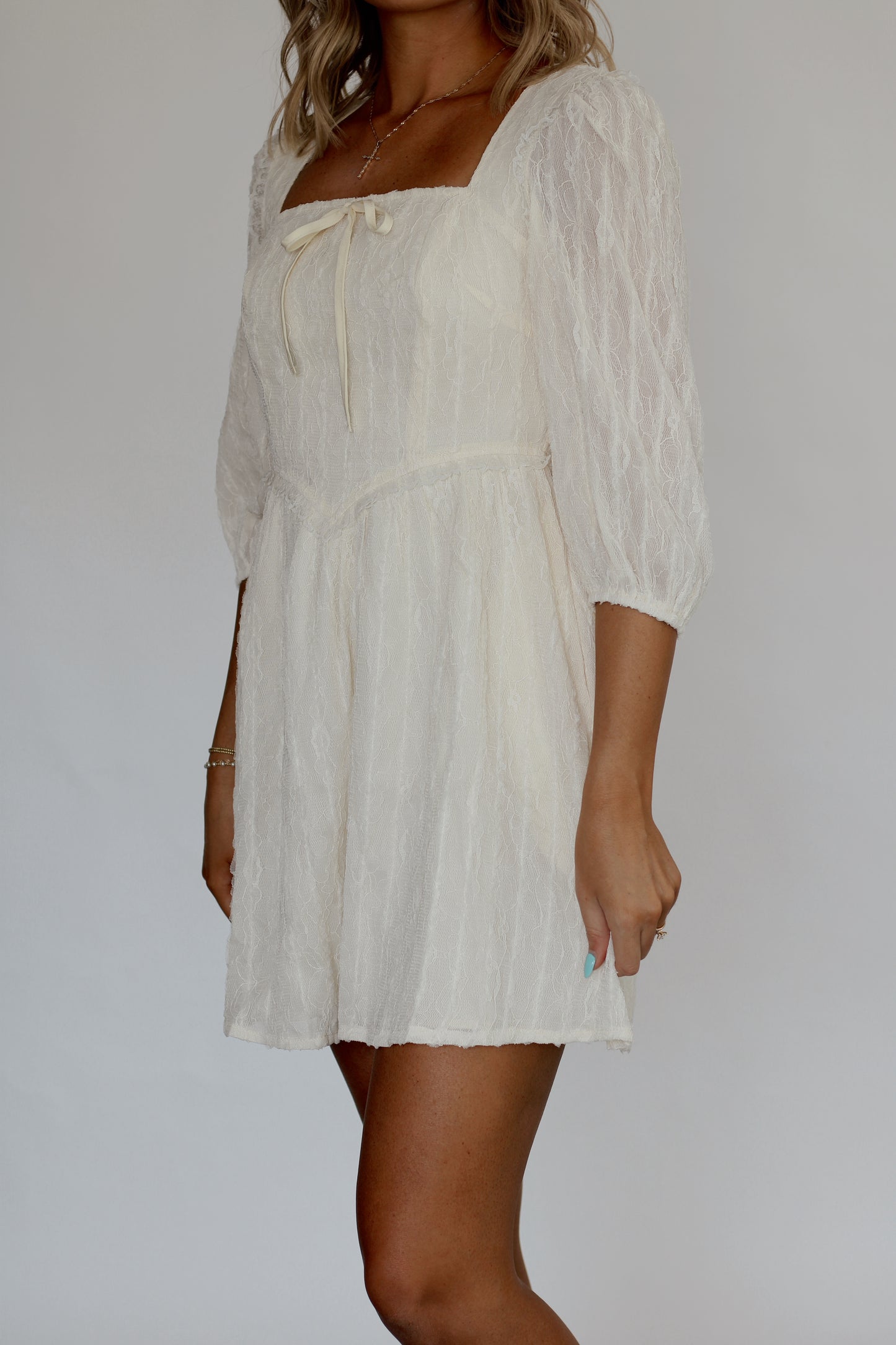 Timeless Taylor Lace Mini Dress- Cream