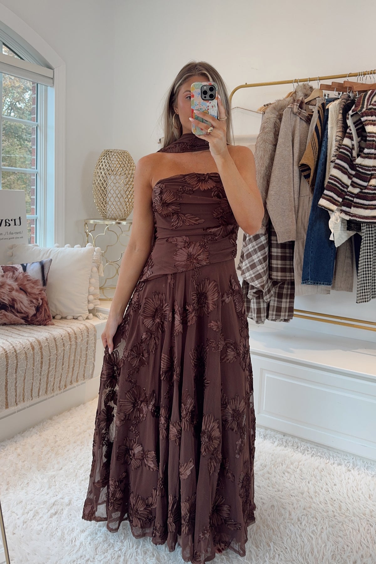 Autumn Vows Maxi Dress- Brown