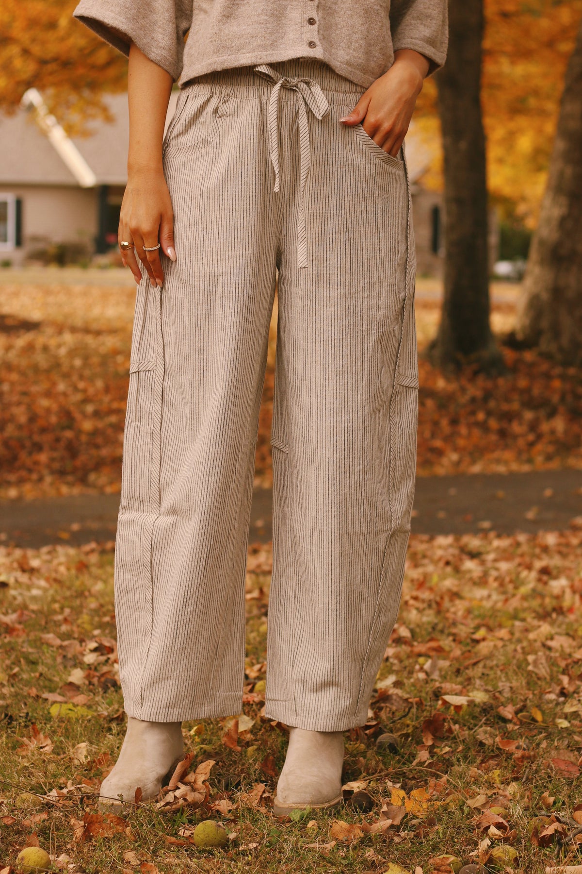 The Brooklyn Barrel Pants- Natural