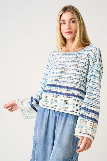 Sea Breeze Crochet Top- Indigo