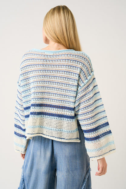 Sea Breeze Crochet Top- Indigo