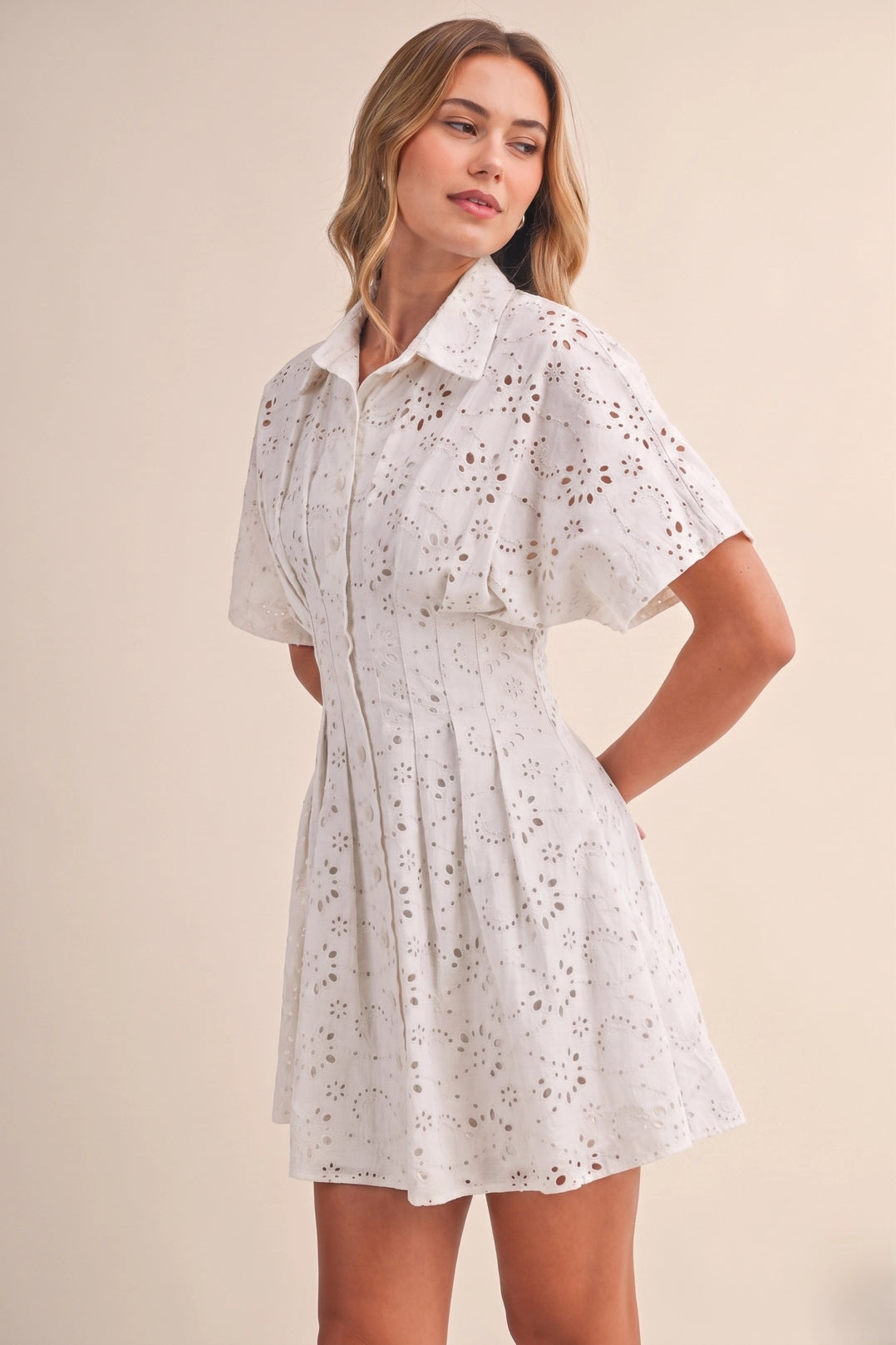 Magnolia Eyelet Mini Dress- Off White